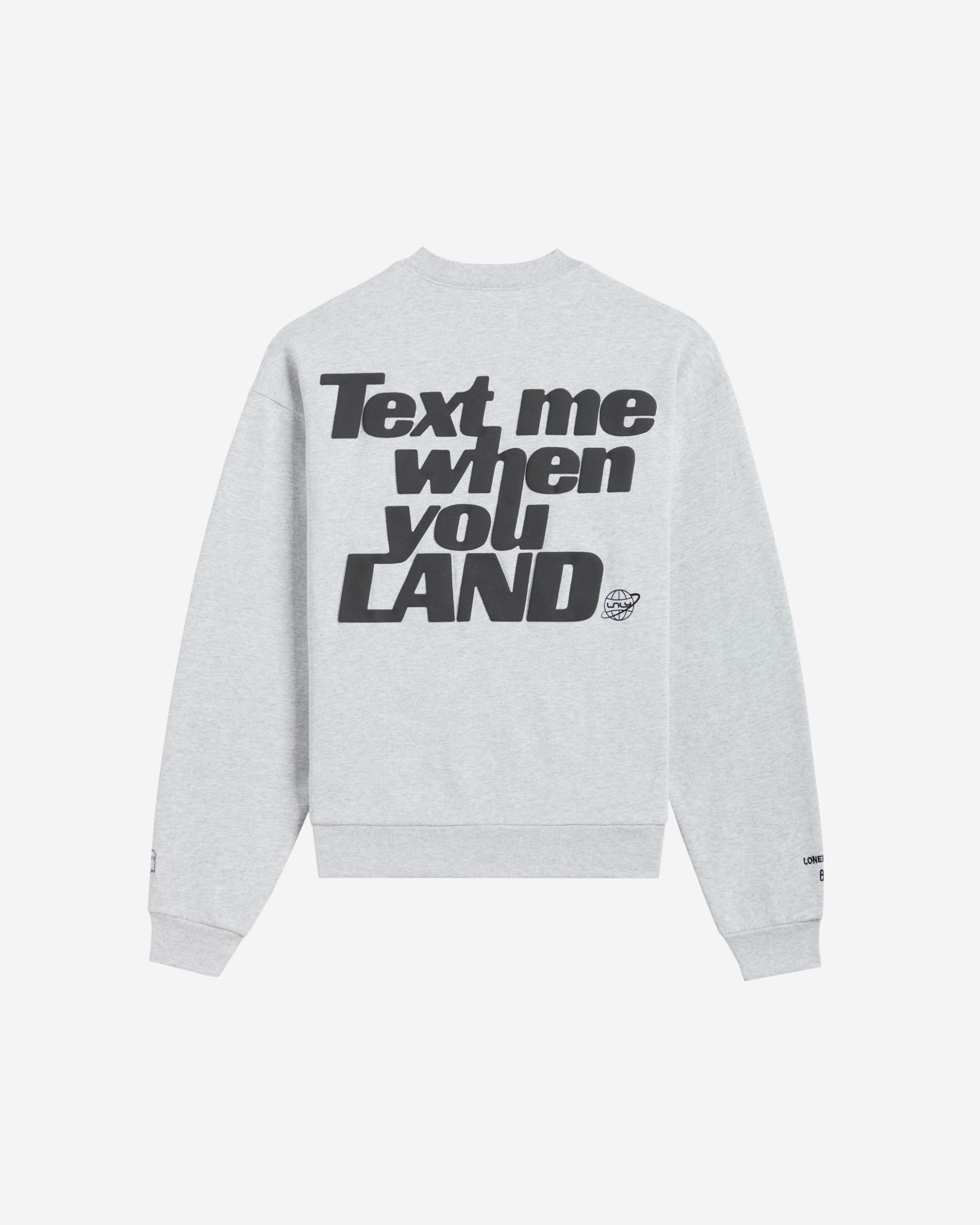 LG x BÉIS Text Me When You Land Heavyweight Crewneck Sweater sold by Lonely Ghost