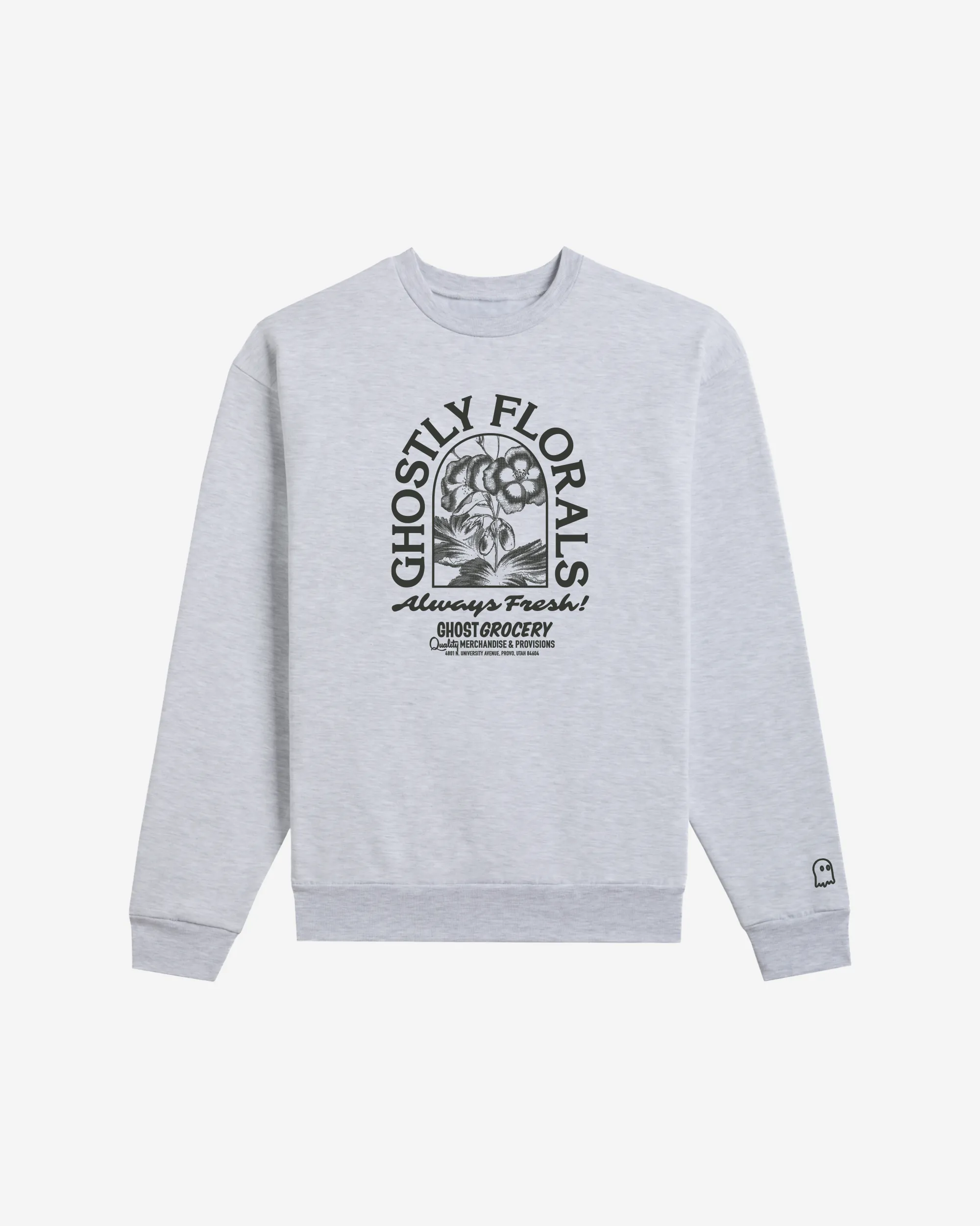 Ghostly Florals Ghost Grocery Crewneck sold by Lonely Ghost