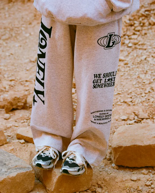 LG x Merrell We Should Get Lost Somewhere Wide Leg Sweatpants sold by Lonely Ghost