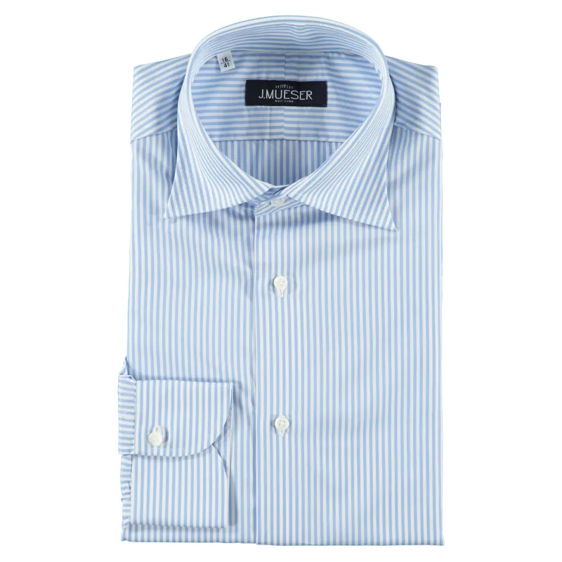 Sky Blue Bengal Stripe Spread Collar Shirt made by J. Mueser