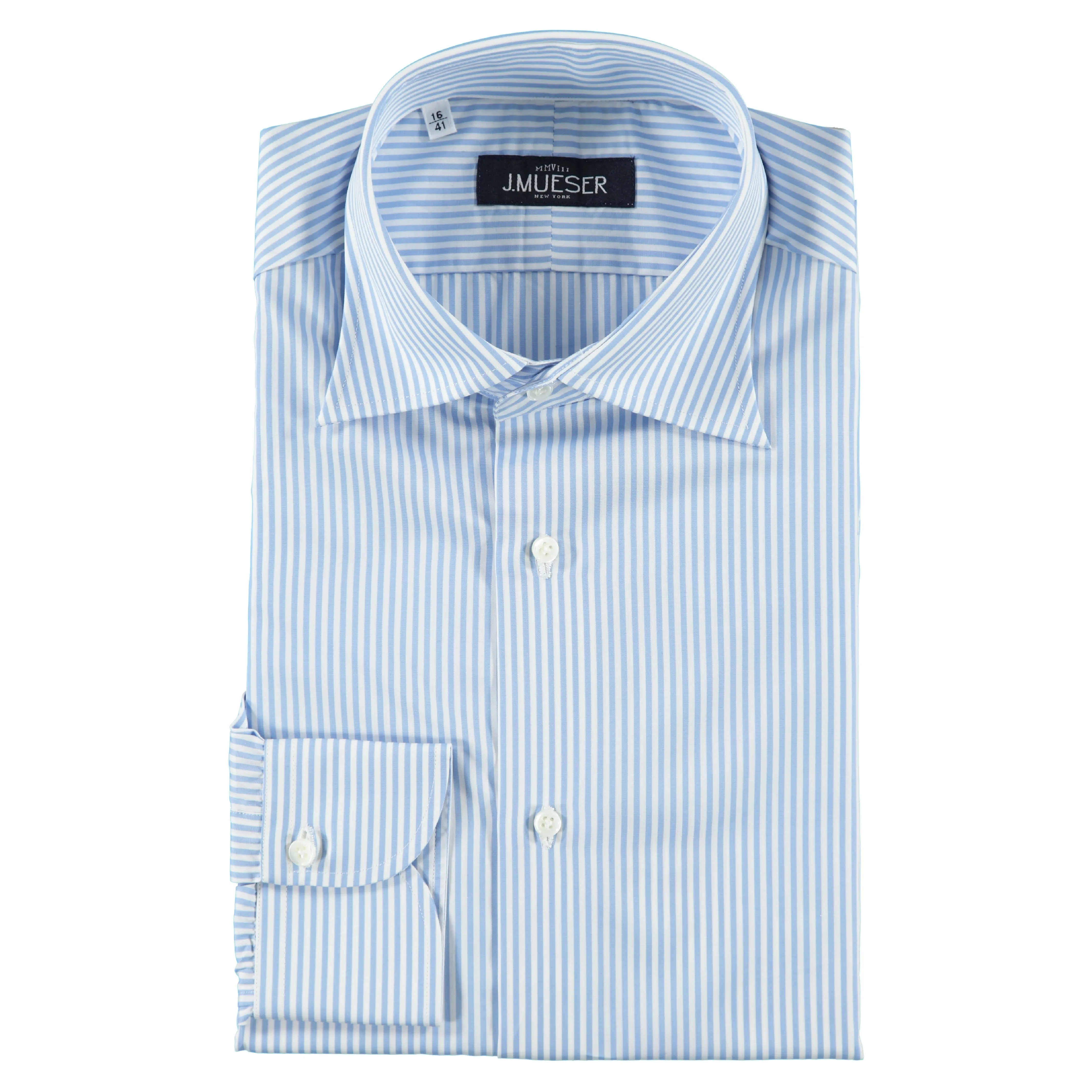 Sky Blue Bengal Stripe Spread Collar Shirt sold by J. Mueser