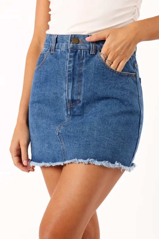 Anna Mini Skirt - Blue Wash sold by Petal & Pup