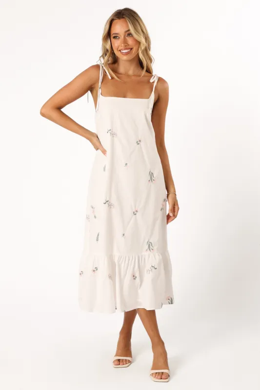 Emmett Ruffle Hem Midi Dress - Floral sold by Petal & Pup