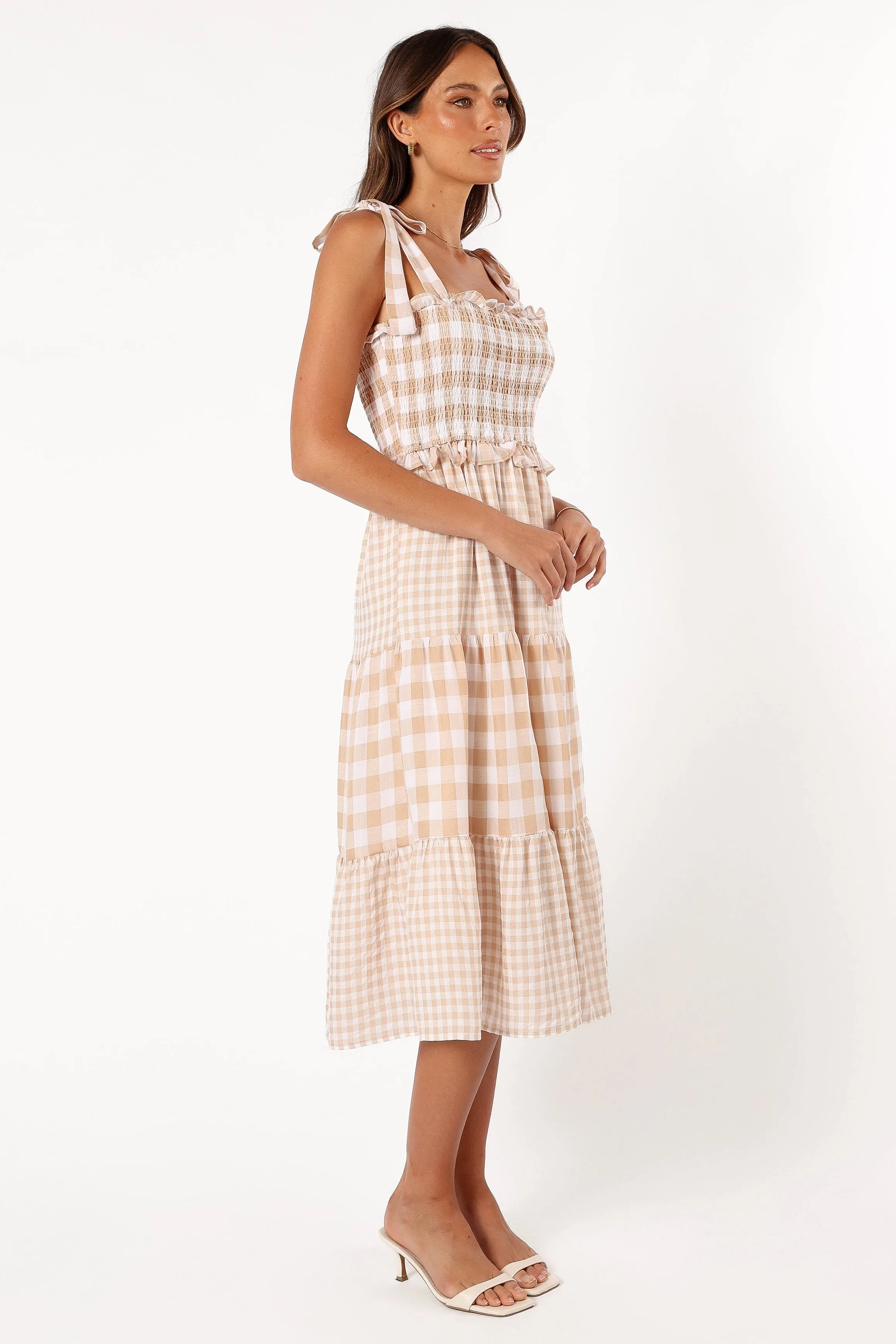 Rach Midi Dress - Beige Check sold by Petal & Pup product image thumbnail 3