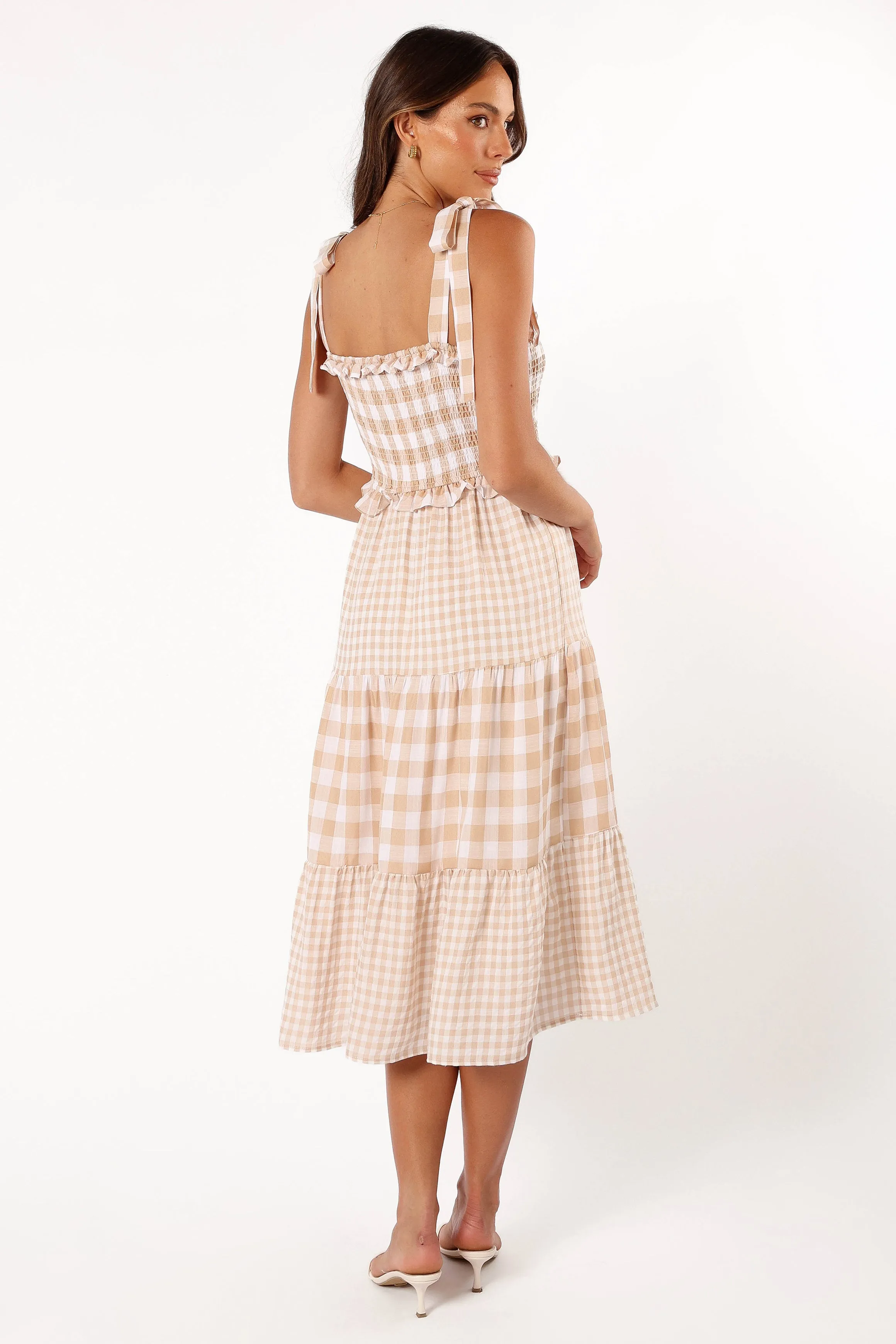 Rach Midi Dress - Beige Check sold by Petal & Pup product image thumbnail 4
