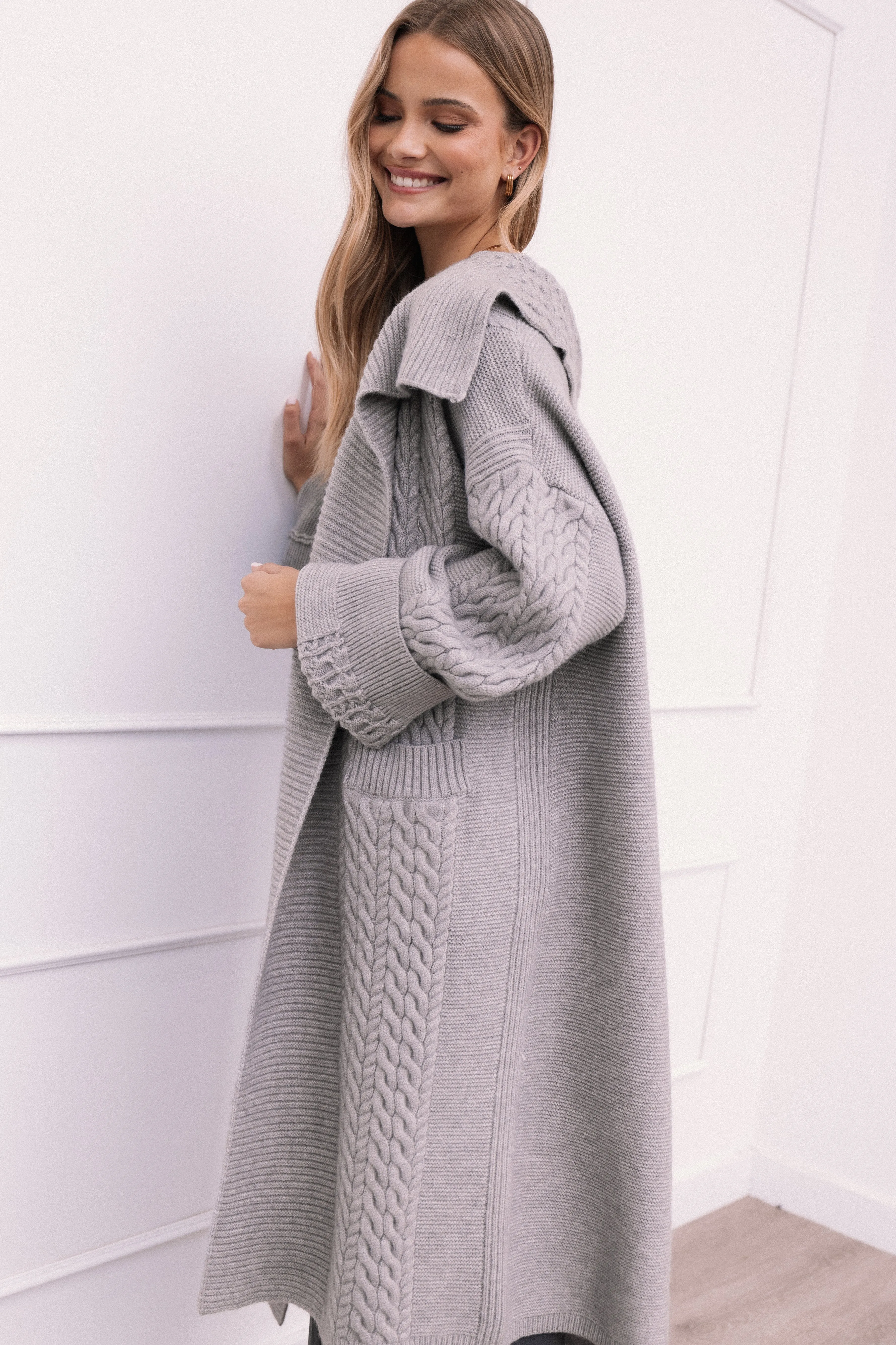 Soma Oversized Open Front Cardigan - Grey sold by Petal & Pup