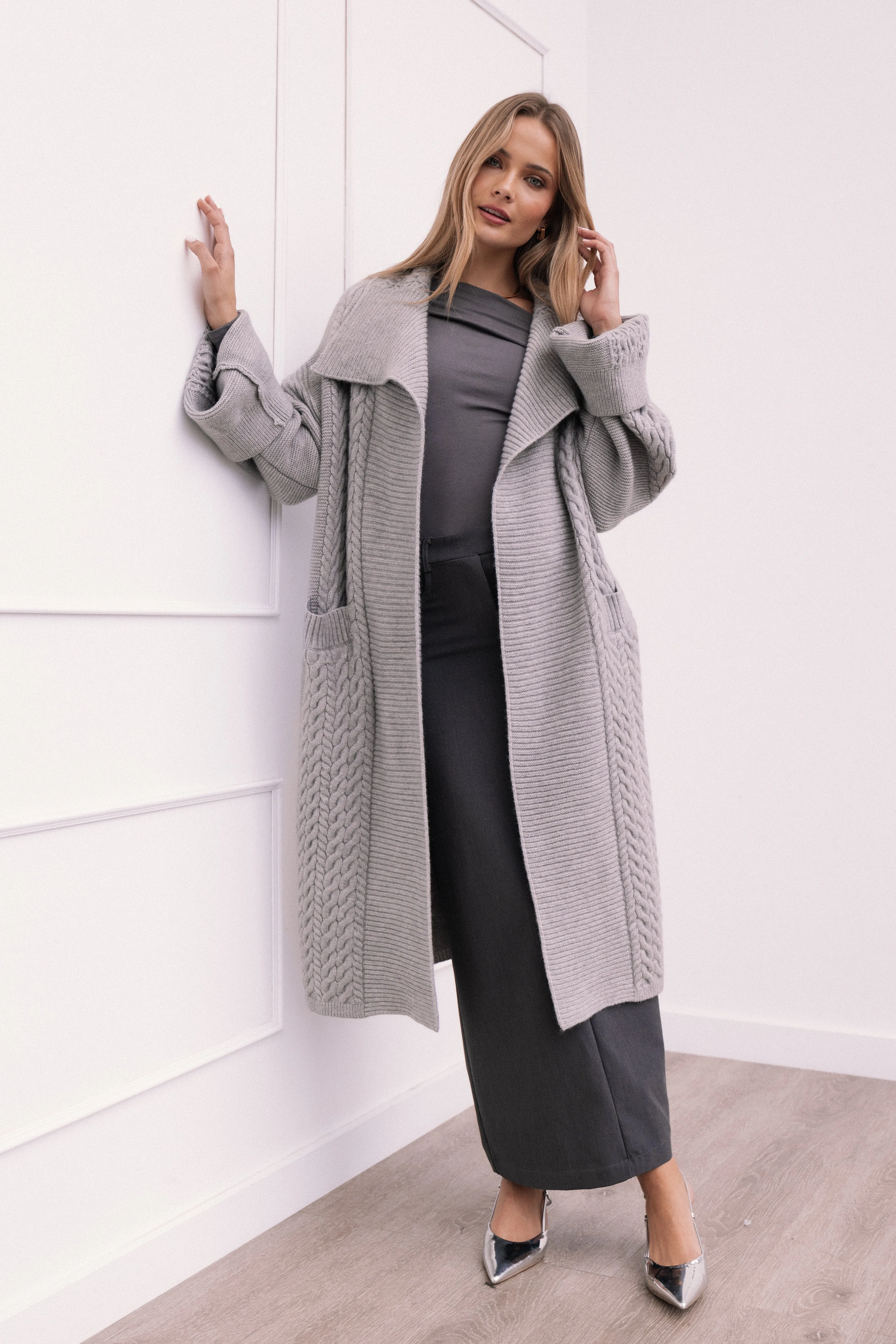 Soma Oversized Open Front Cardigan - Grey sold by Petal & Pup product image thumbnail 2