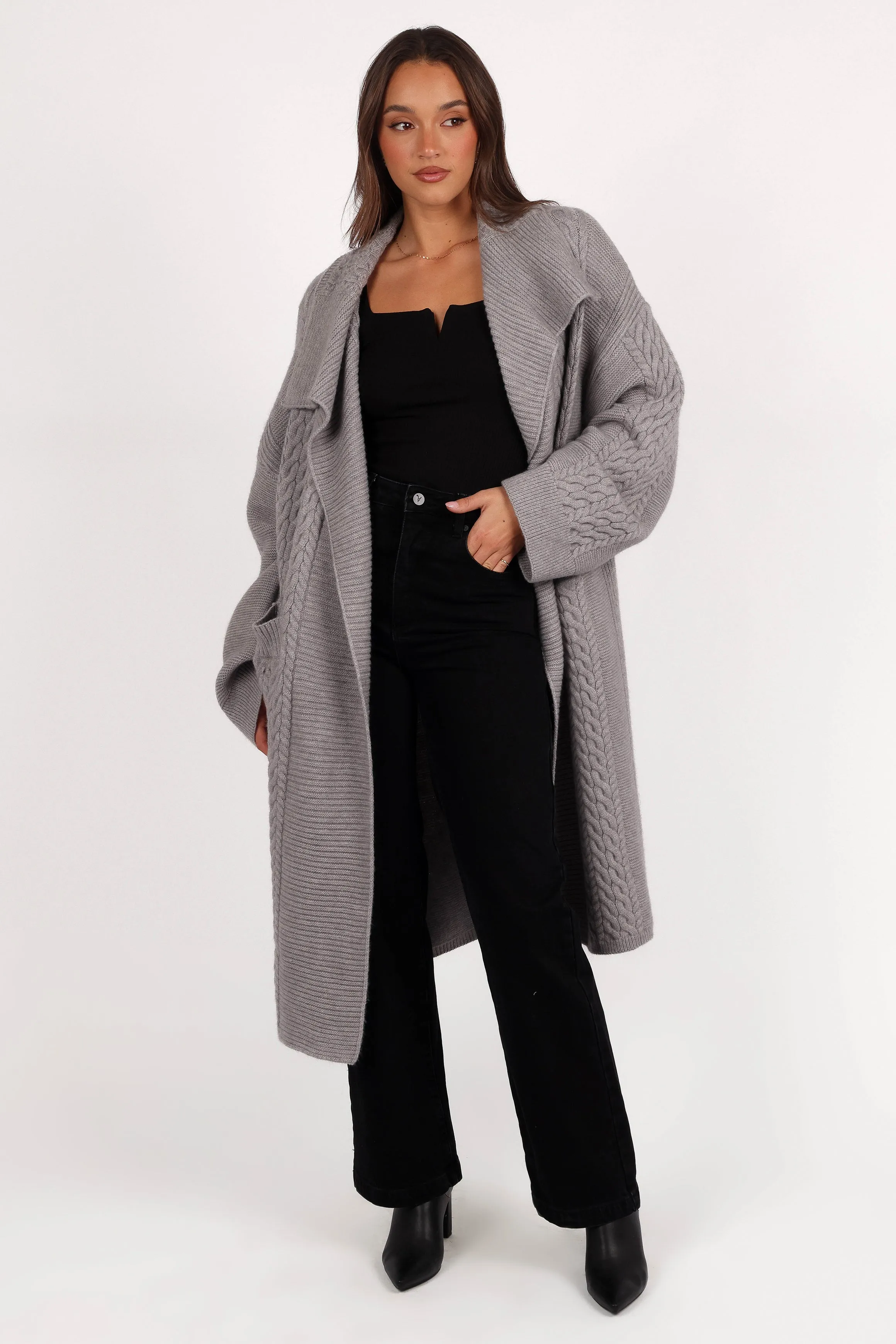 Soma Oversized Open Front Cardigan - Grey sold by Petal & Pup product image thumbnail 4