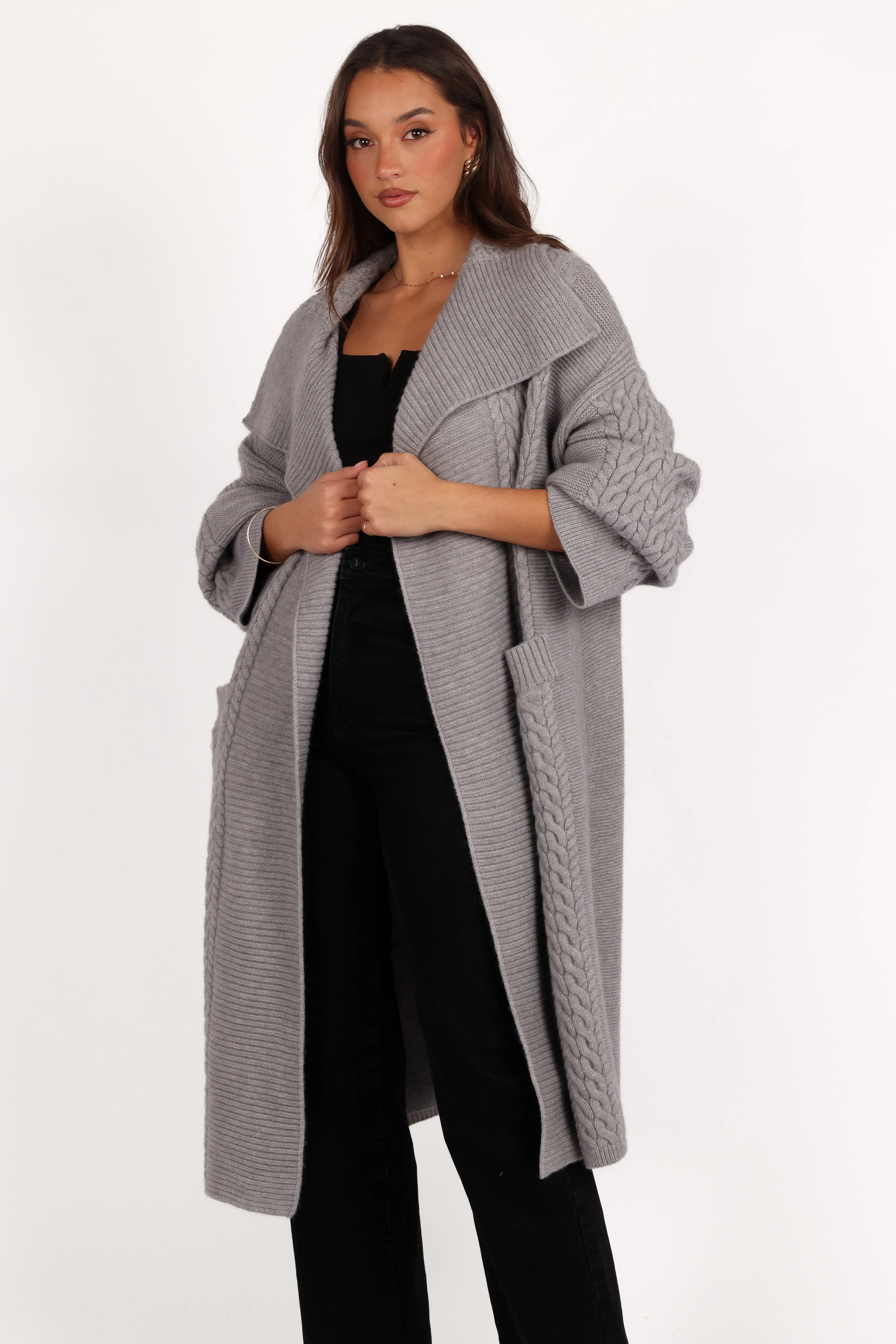 Soma Oversized Open Front Cardigan - Grey sold by Petal & Pup product image thumbnail 3
