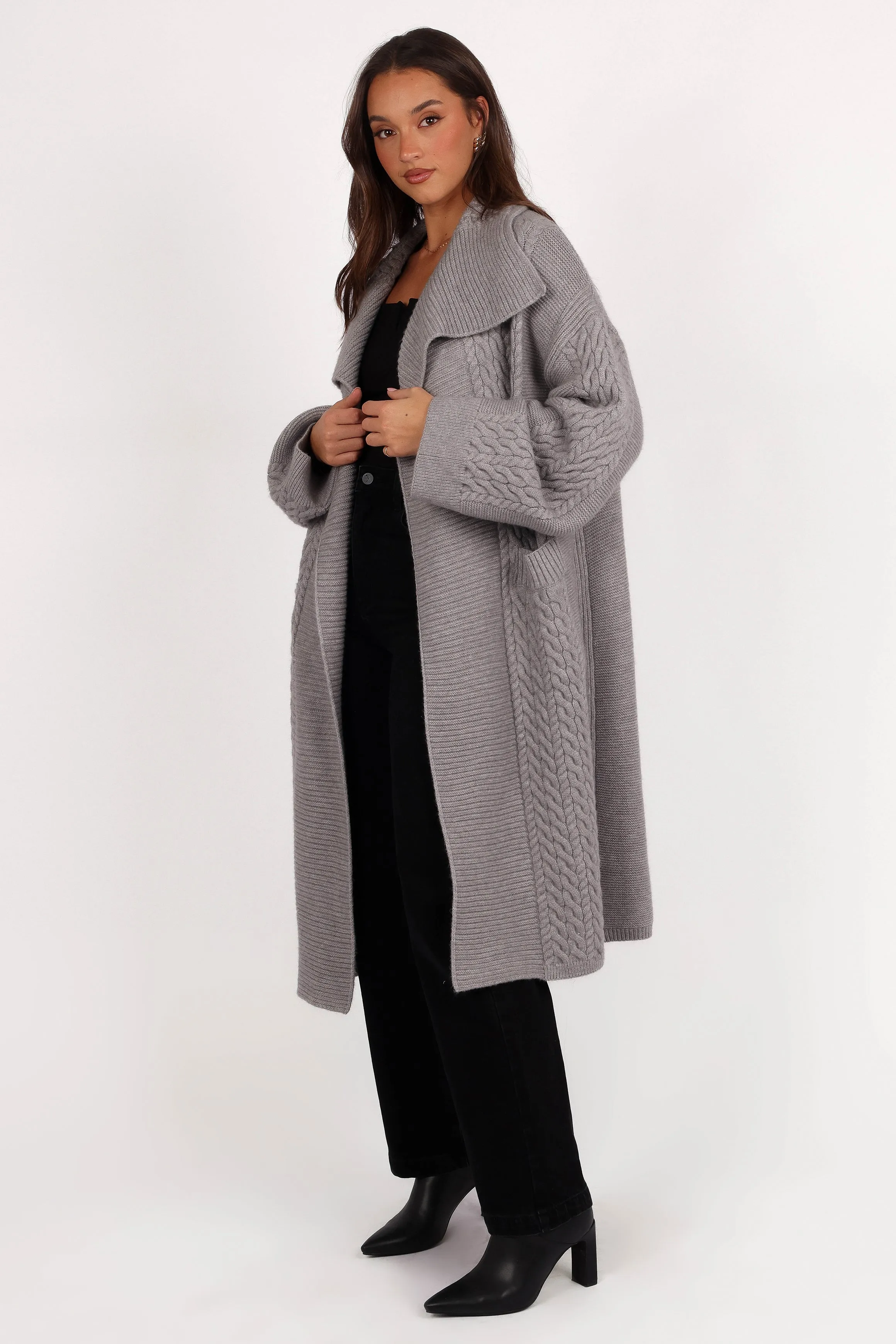 Soma Oversized Open Front Cardigan - Grey sold by Petal & Pup product image thumbnail 5