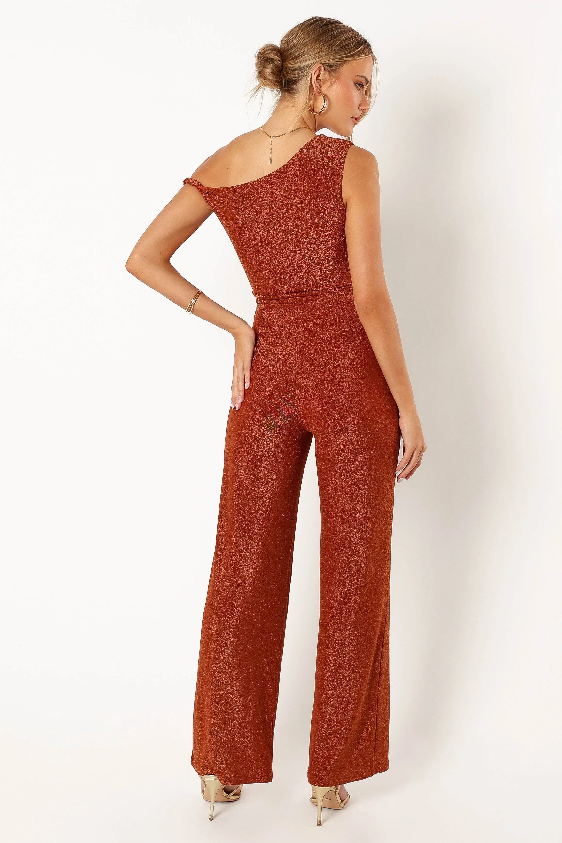 Katarina Off Shoulder Jumpsuit - Bronze sold by Petal & Pup product image thumbnail 5