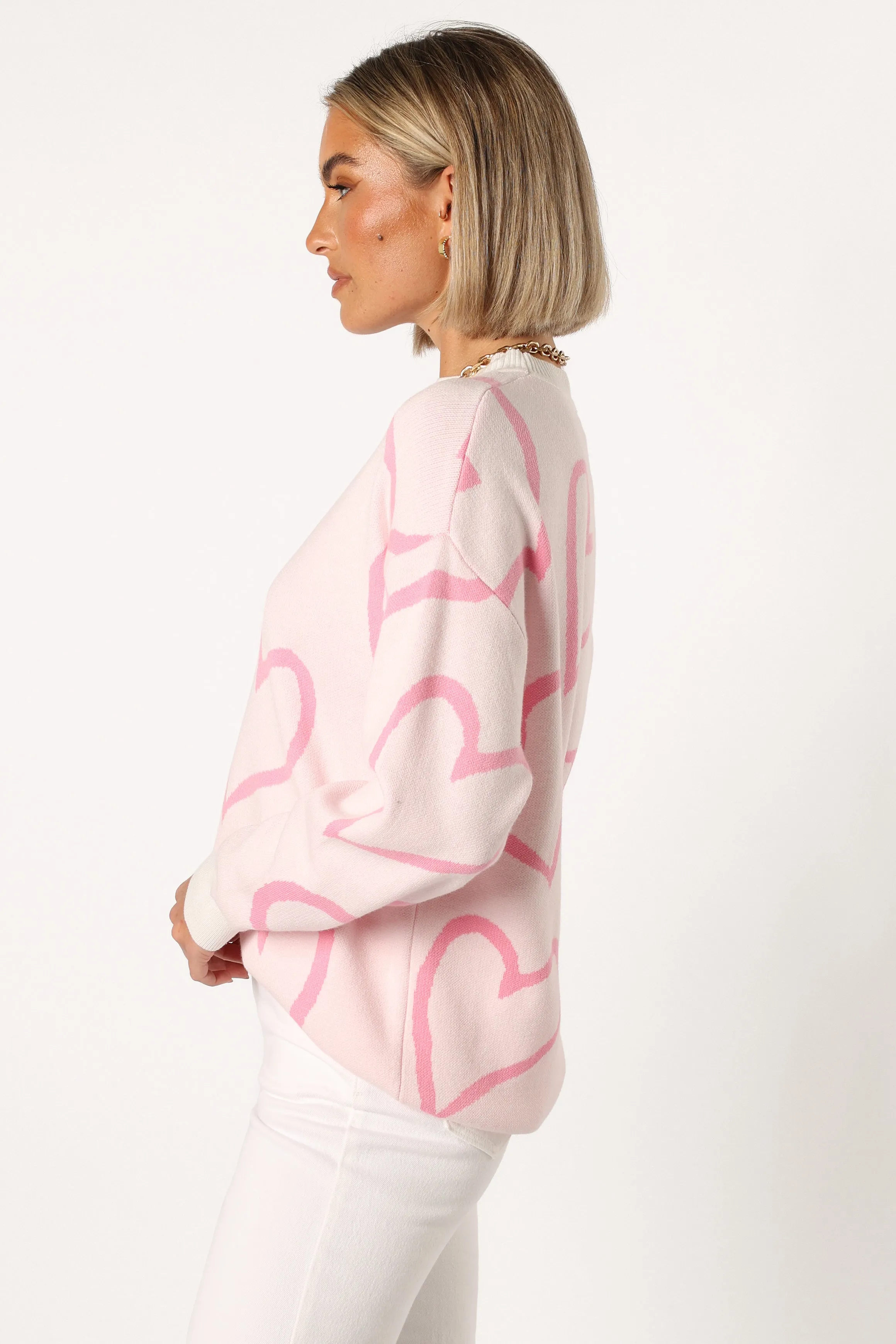 Gracelynn Heart Knit Sweater - White sold by Petal & Pup product image thumbnail 2