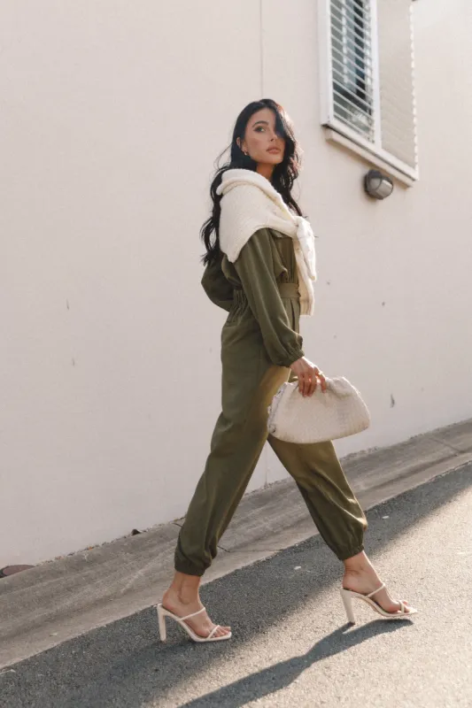 Millie Utility Jumpsuit - Olive sold by Petal & Pup