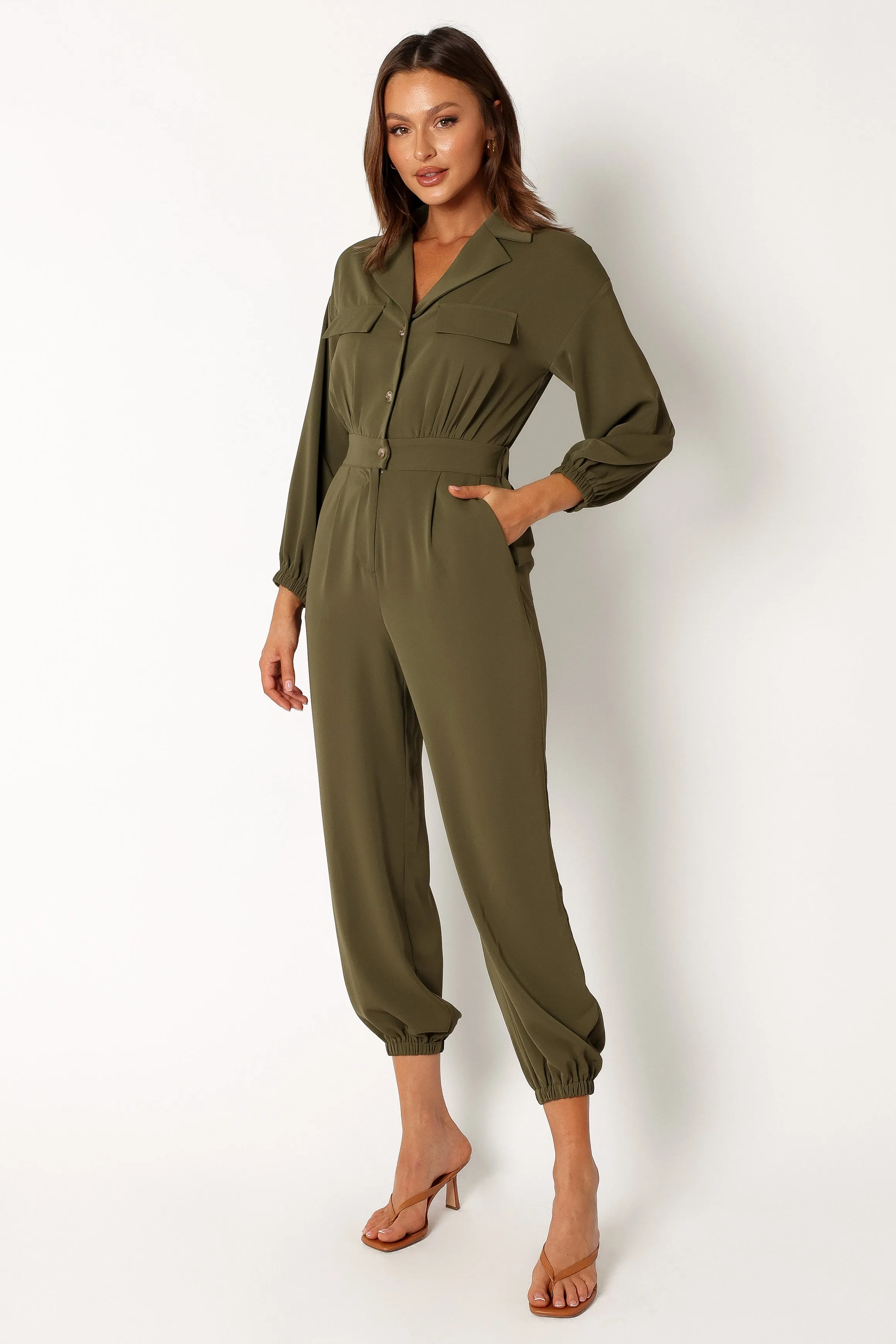 Millie Utility Jumpsuit - Olive sold by Petal & Pup product image thumbnail 4