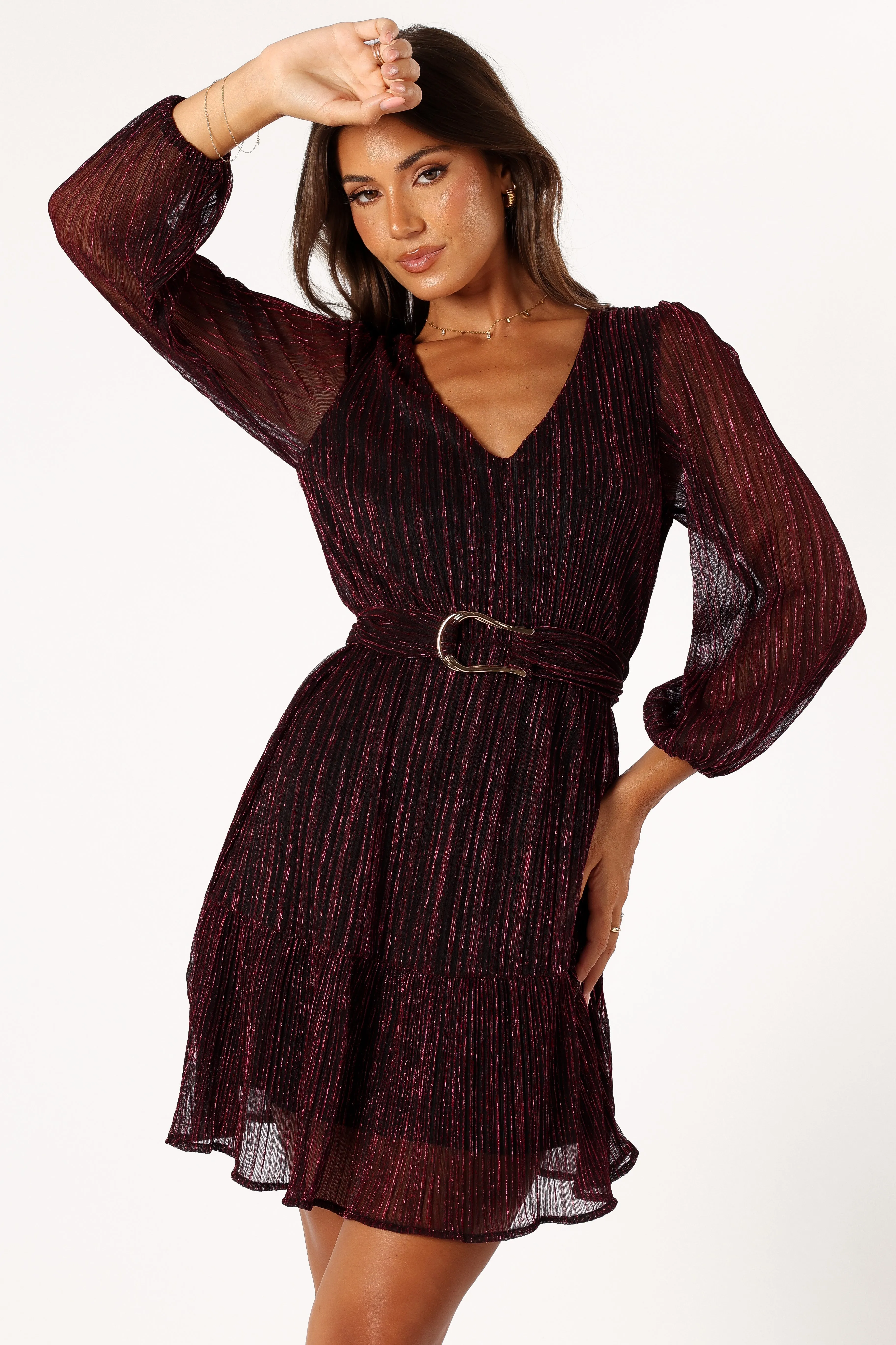 Glimmer Long Sleeve Mini Dress - Pink sold by Petal & Pup