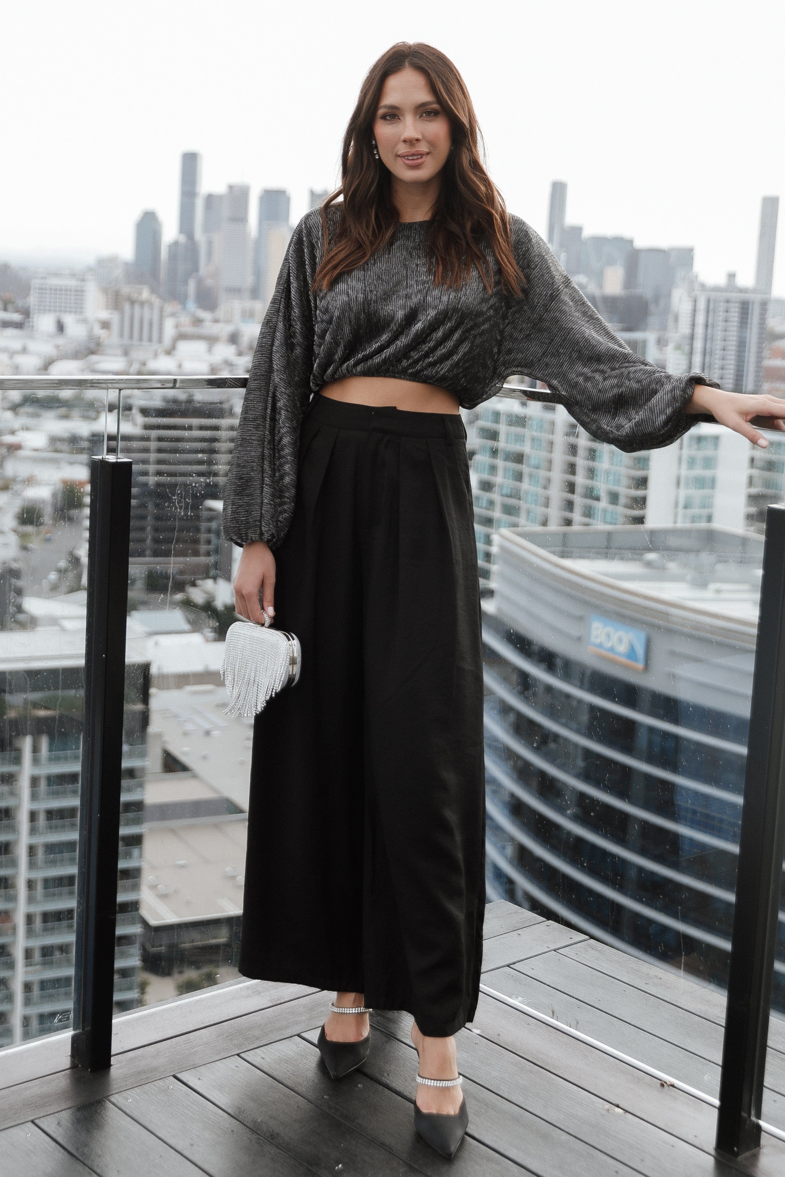 Liana Lurex Long Sleeve Top - Black sold by Petal & Pup product image thumbnail 3