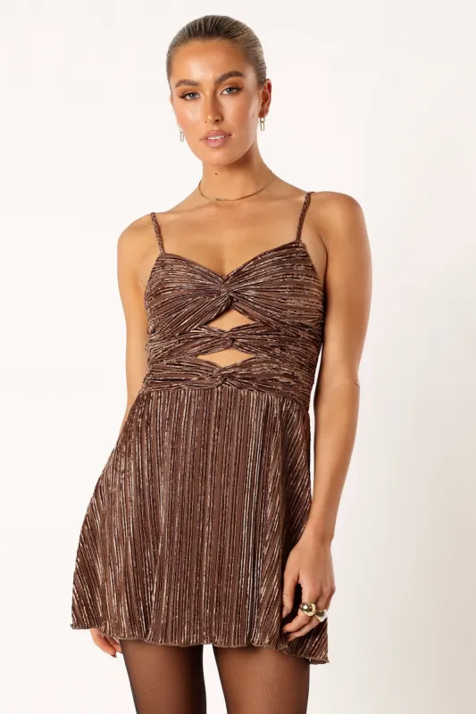Viktor Mini Dress - Bronze sold by Petal & Pup