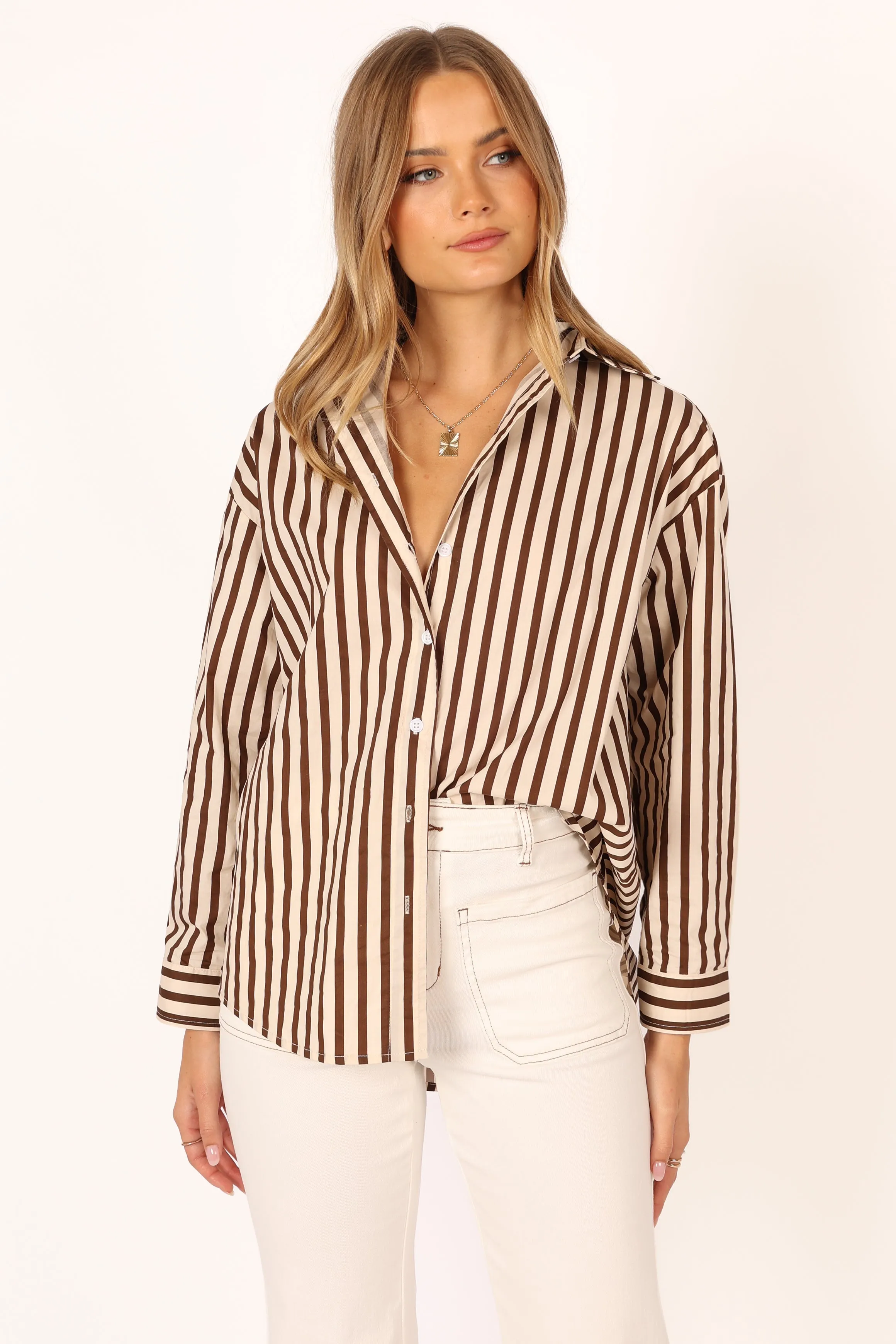 Soula Stripe Shirt - Chocolate sold by Petal & Pup