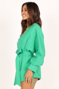 Dooley Long Sleeve Romper - Green sold by Petal & Pup