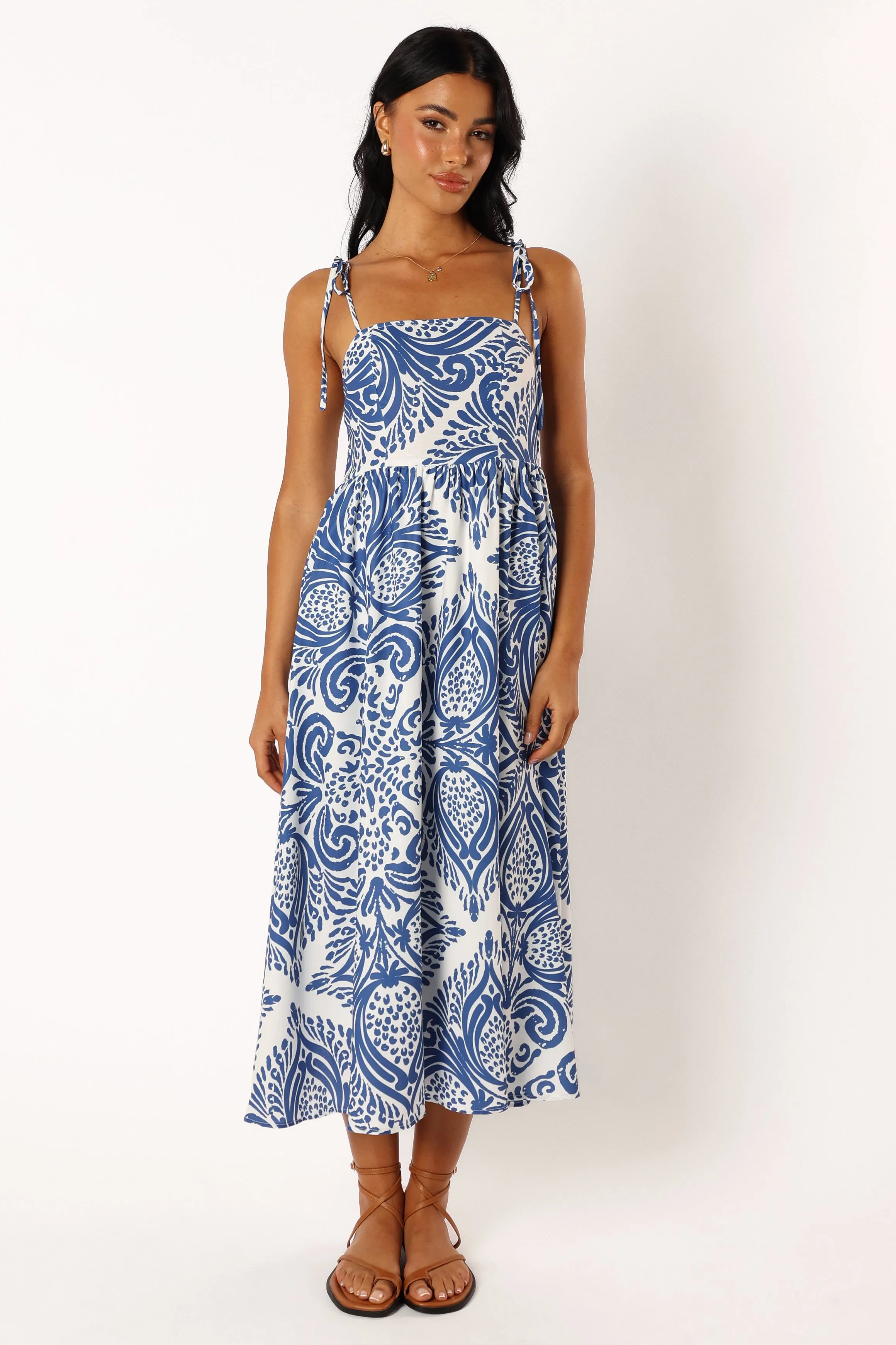 Stazie Midi Dress - Blue White Print sold by Petal & Pup product image thumbnail 2