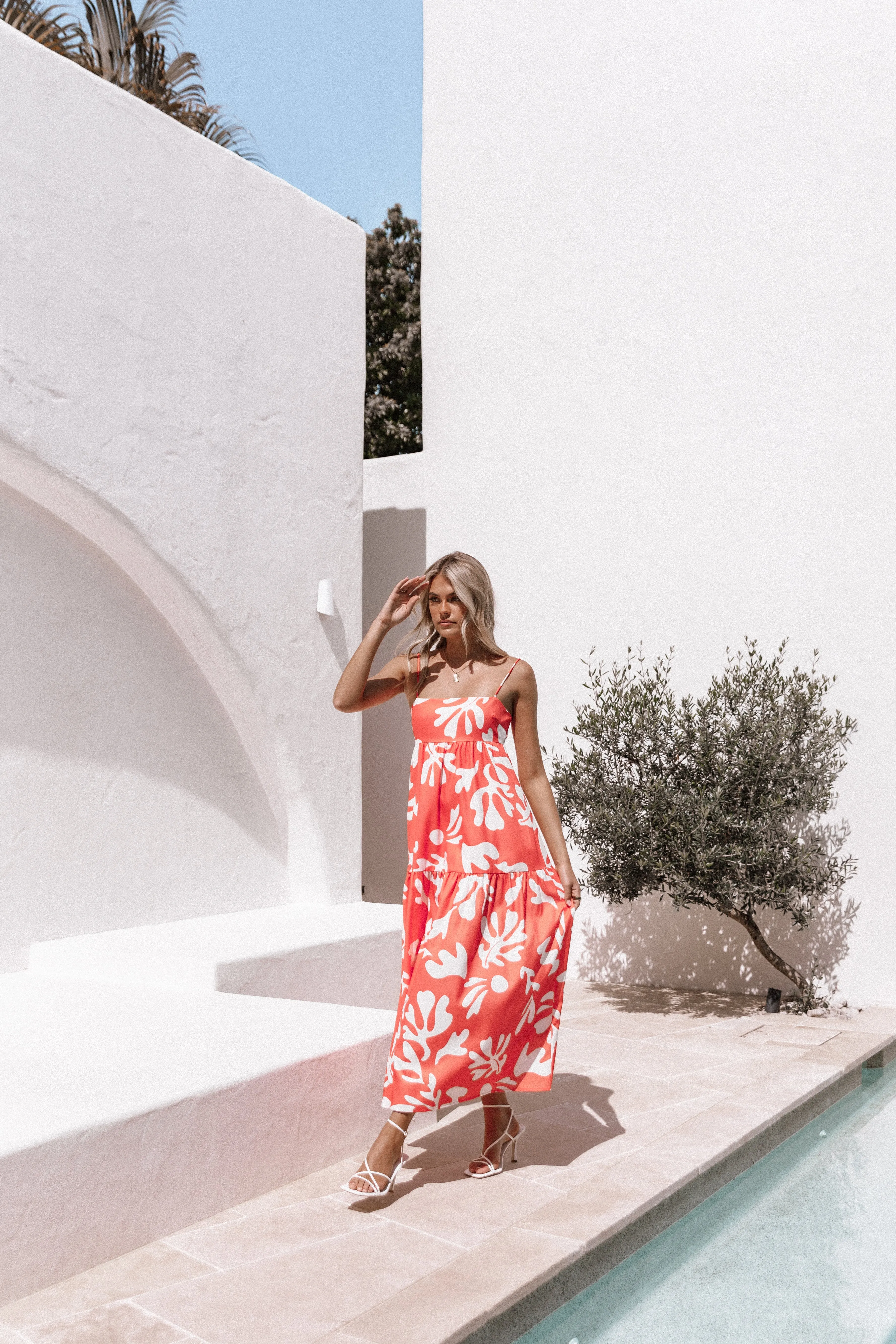 Payton Maxi Slip Dress - Melon White sold by Petal & Pup