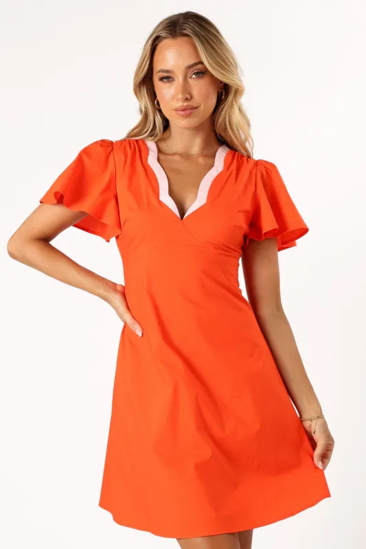 Lyle Mini Dress - Orange/Pink sold by Petal & Pup