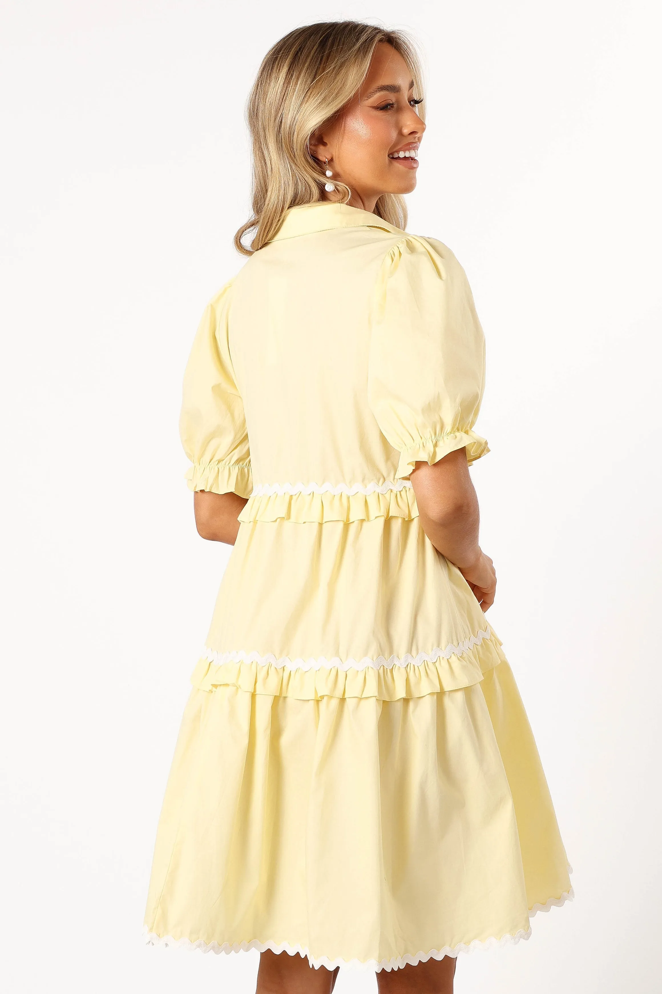 Shively Mini Dress - Yellow/White sold by Petal & Pup product image thumbnail 5