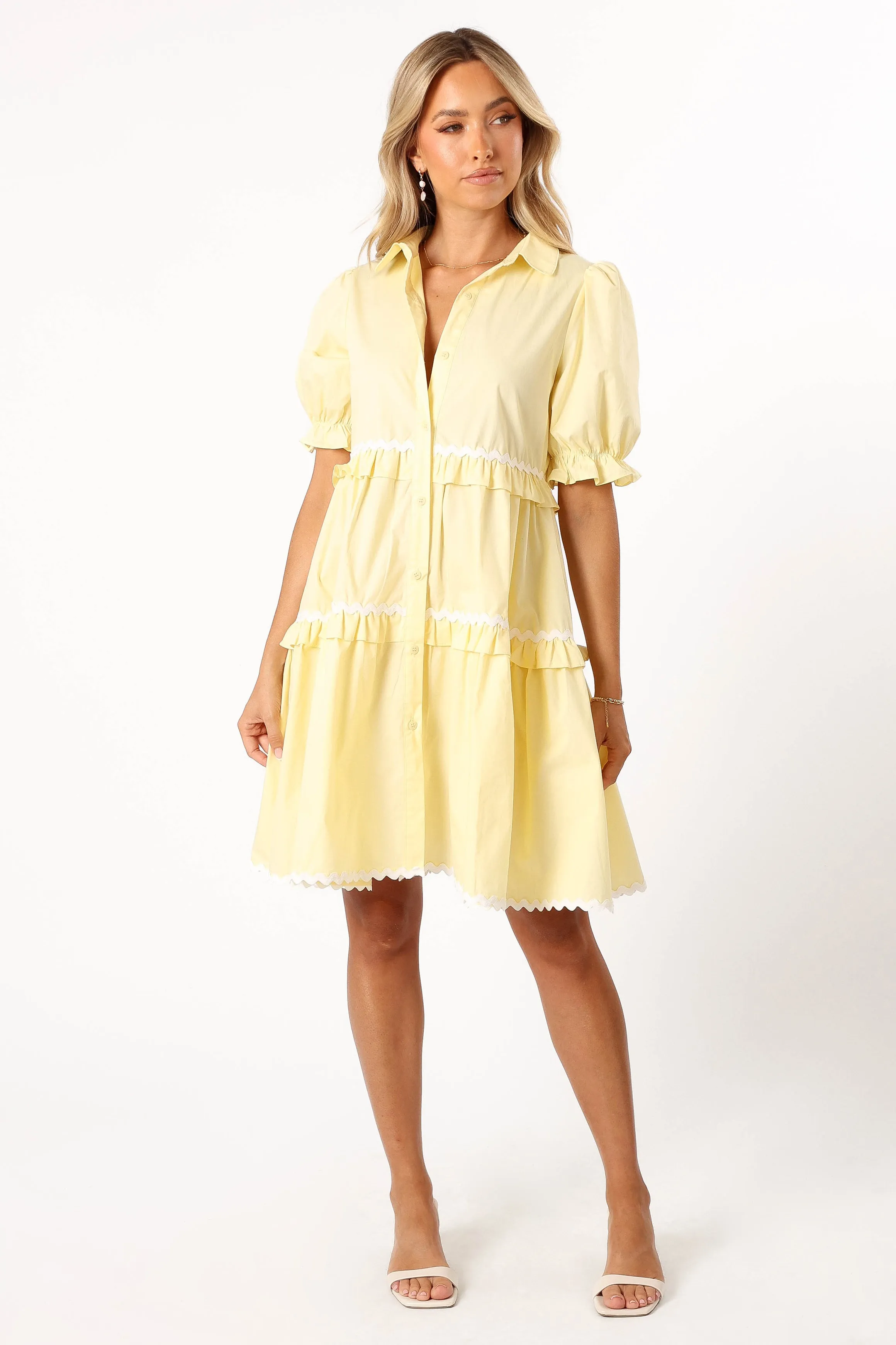 Shively Mini Dress - Yellow/White sold by Petal & Pup product image thumbnail 2