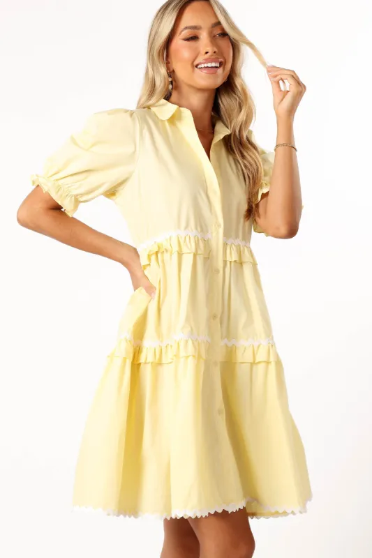 Shively Mini Dress - Yellow/White sold by Petal & Pup