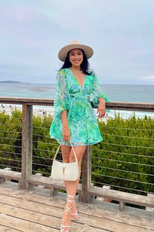 Addie Mini Dress - Green Floral sold by Petal & Pup