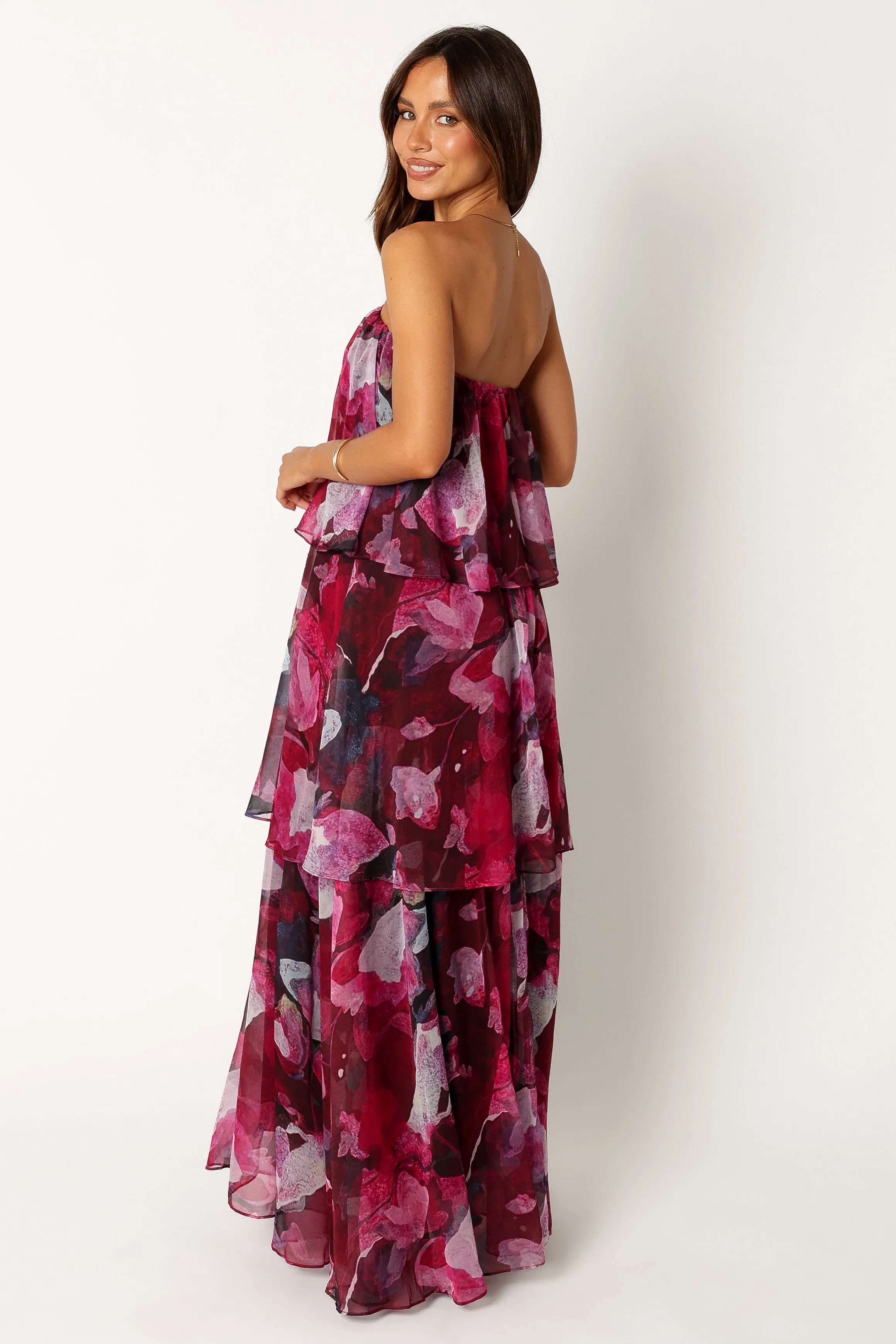 Bloom Strapless Maxi Dress - Purple Floral sold by Petal & Pup product image thumbnail 3