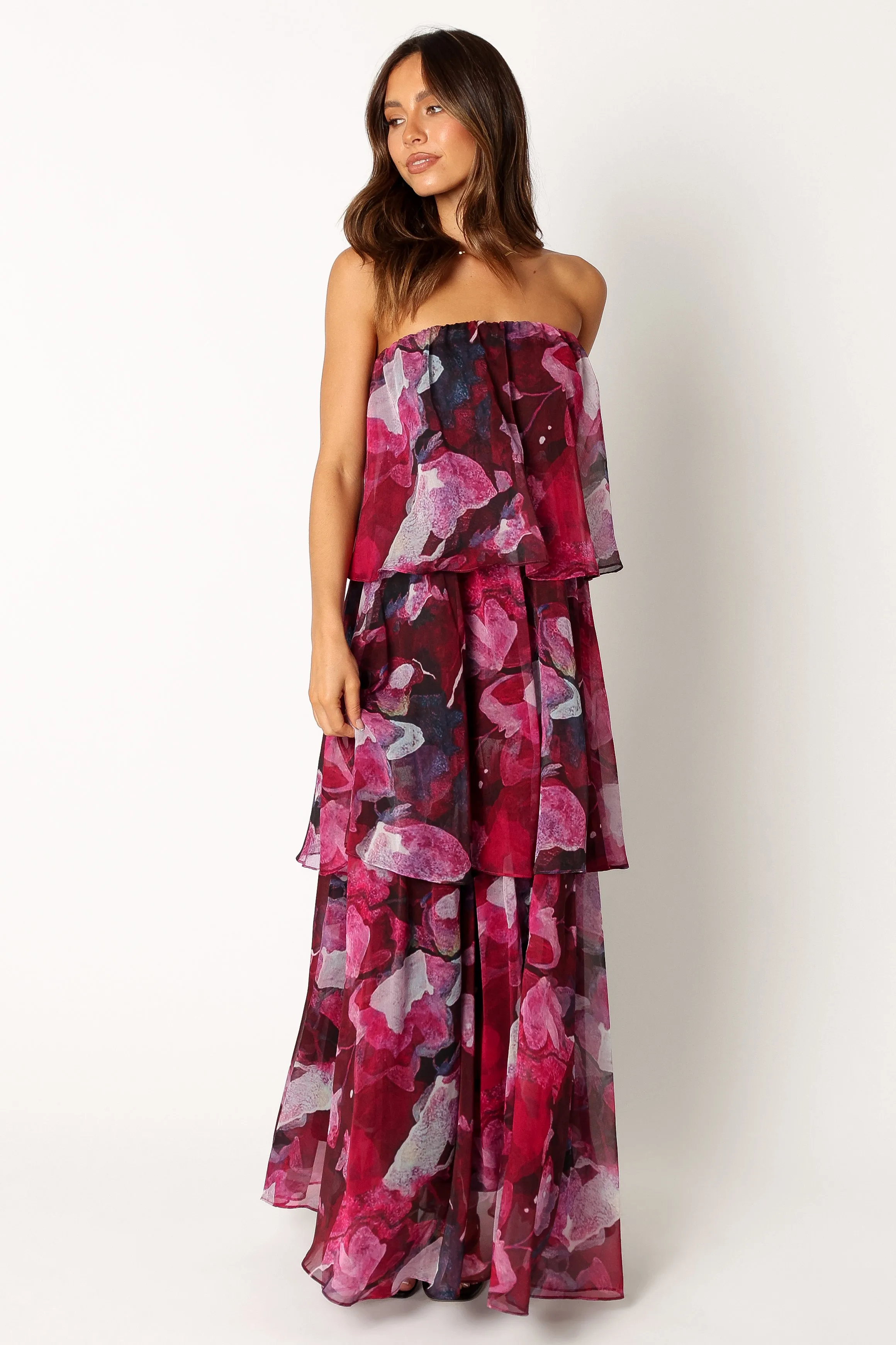 Bloom Strapless Maxi Dress - Purple Floral sold by Petal & Pup