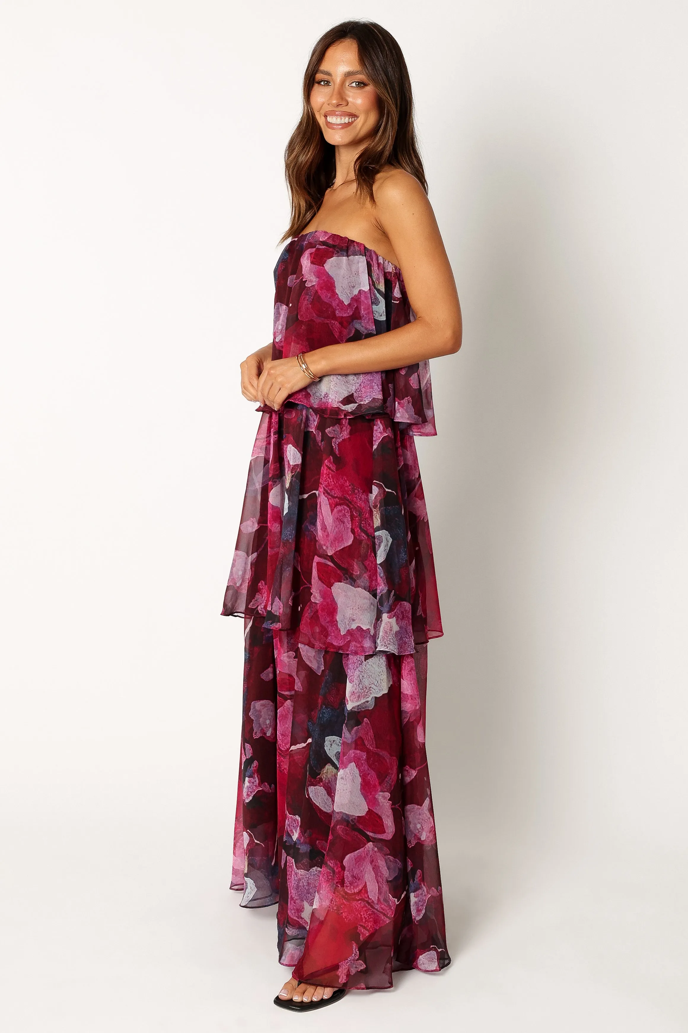Bloom Strapless Maxi Dress - Purple Floral sold by Petal & Pup product image thumbnail 2