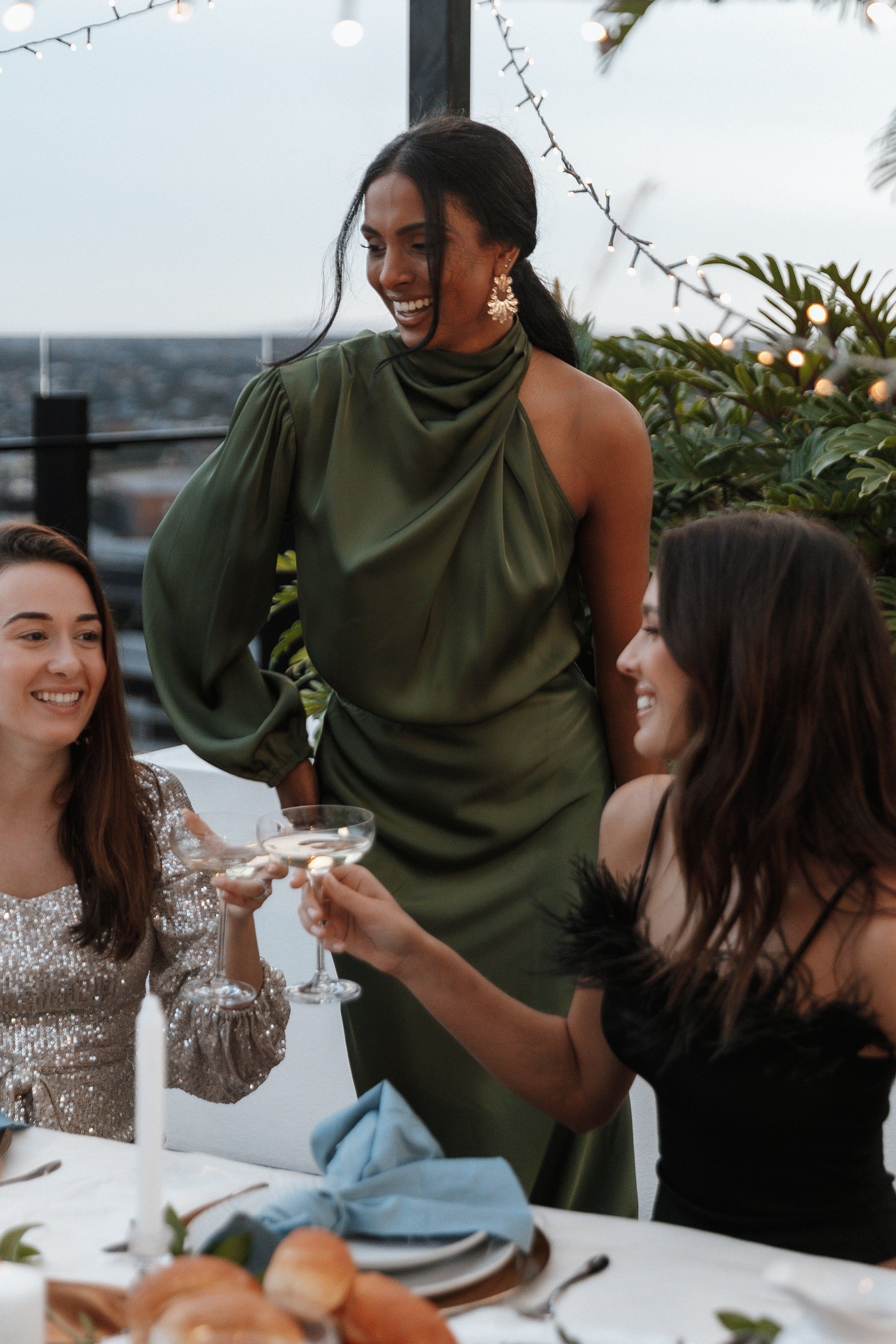 Amelie One Shoulder Maxi Dress - Olive sold by Petal & Pup product image thumbnail 3
