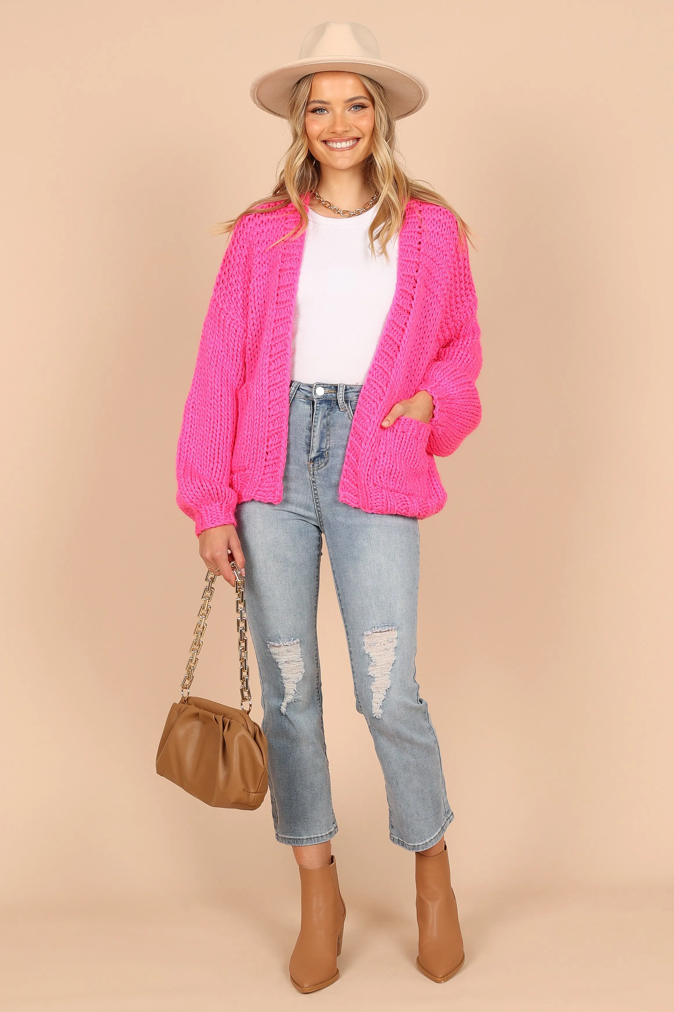 Cara Oversized Handknit Knit Sweater - Hot Pink sold by Petal & Pup product image thumbnail 3