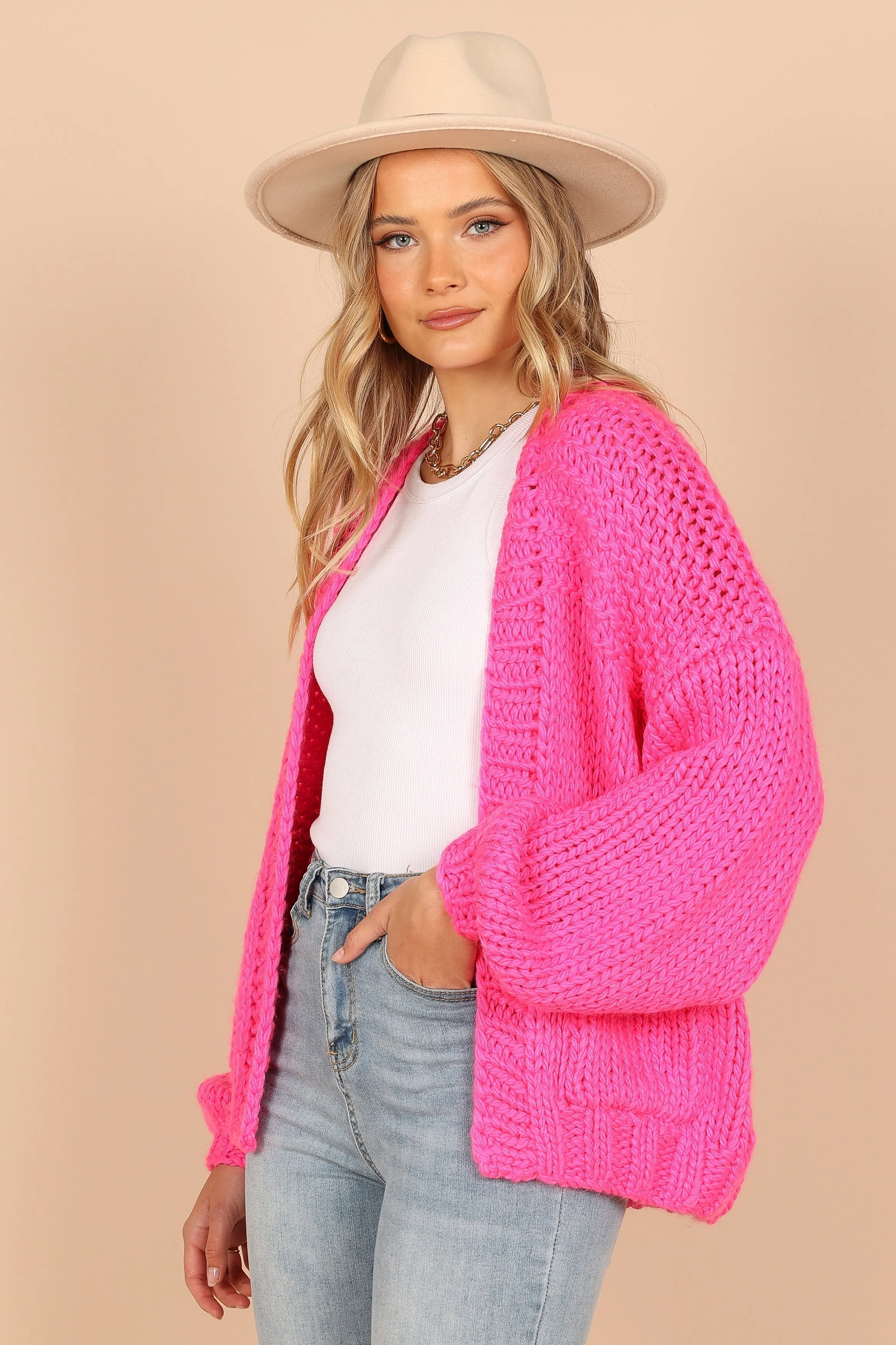 Cara Oversized Handknit Knit Sweater - Hot Pink sold by Petal & Pup product image thumbnail 5