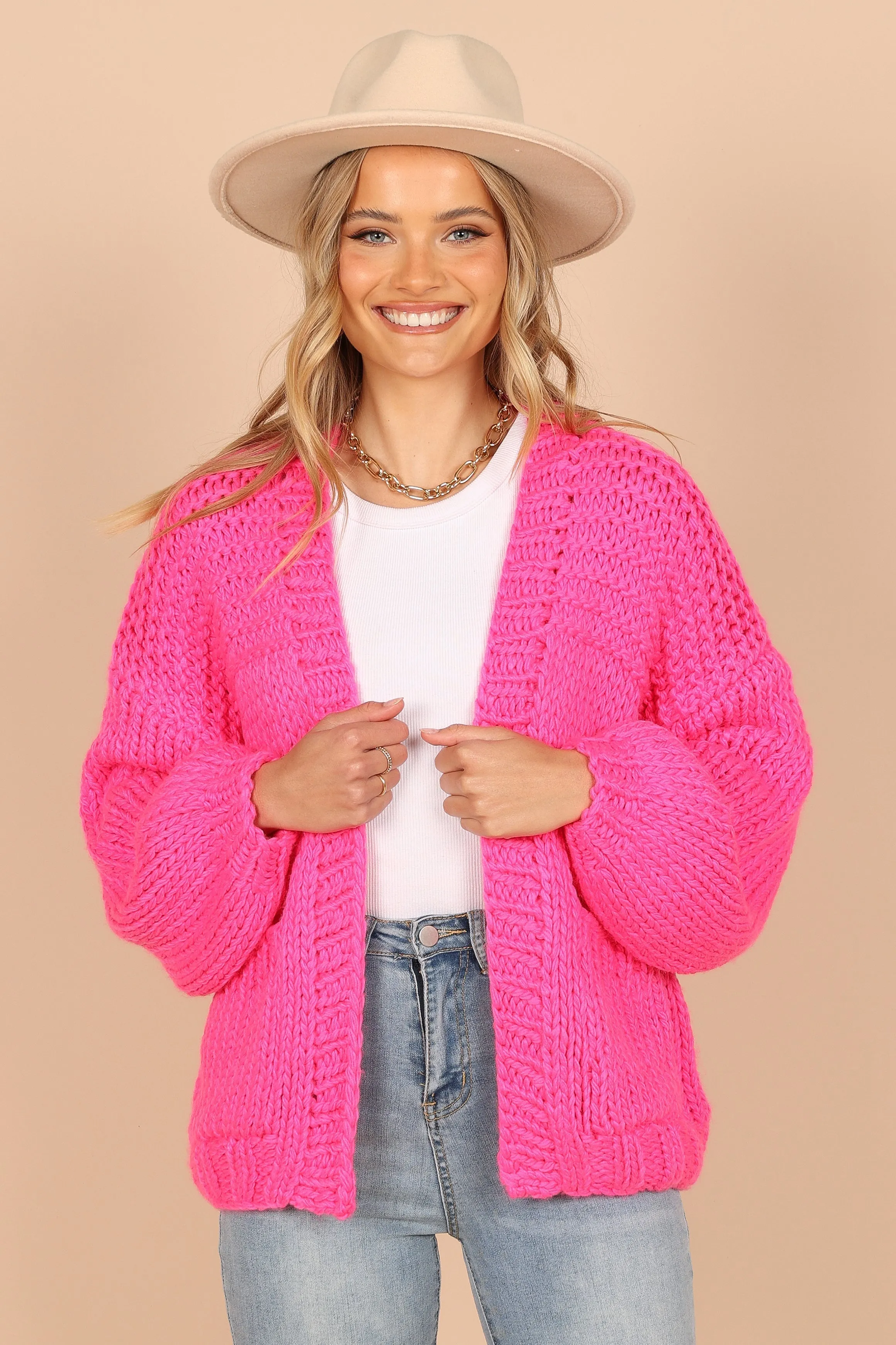 Cara Oversized Handknit Knit Sweater - Hot Pink sold by Petal & Pup product image thumbnail 2