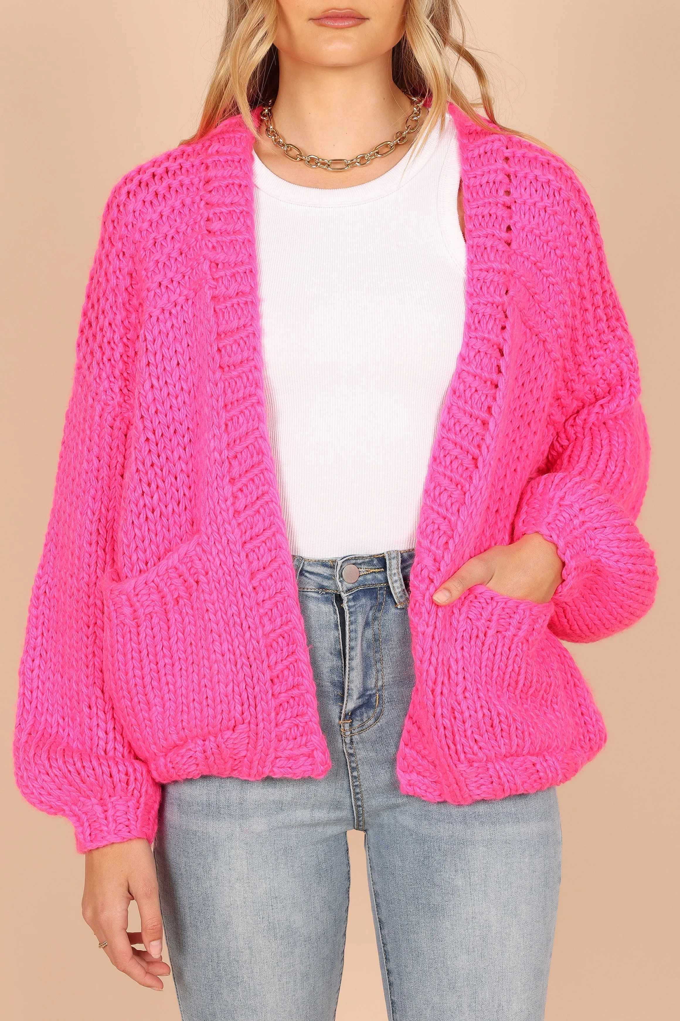 Cara Oversized Handknit Knit Sweater - Hot Pink sold by Petal & Pup product image thumbnail 4