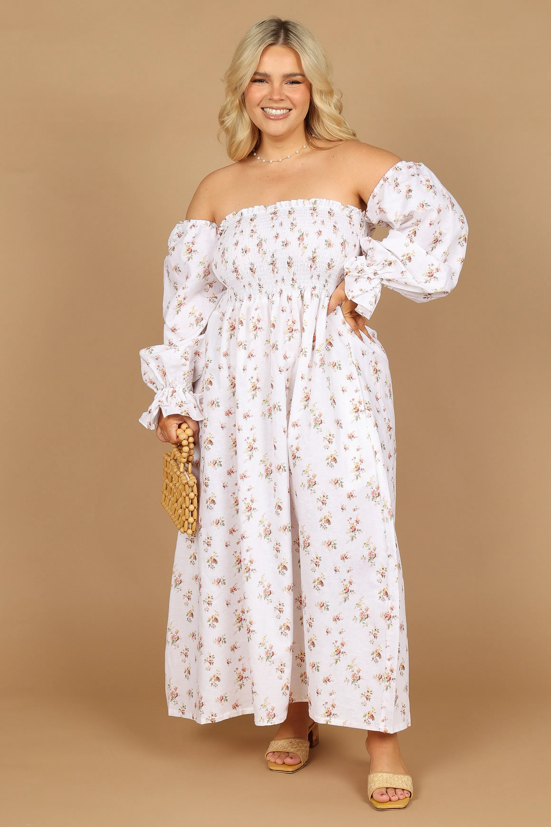 Domenica Shirred Long Sleeve Midi Dress - Ditsy Floral sold by Petal & Pup product image thumbnail 3