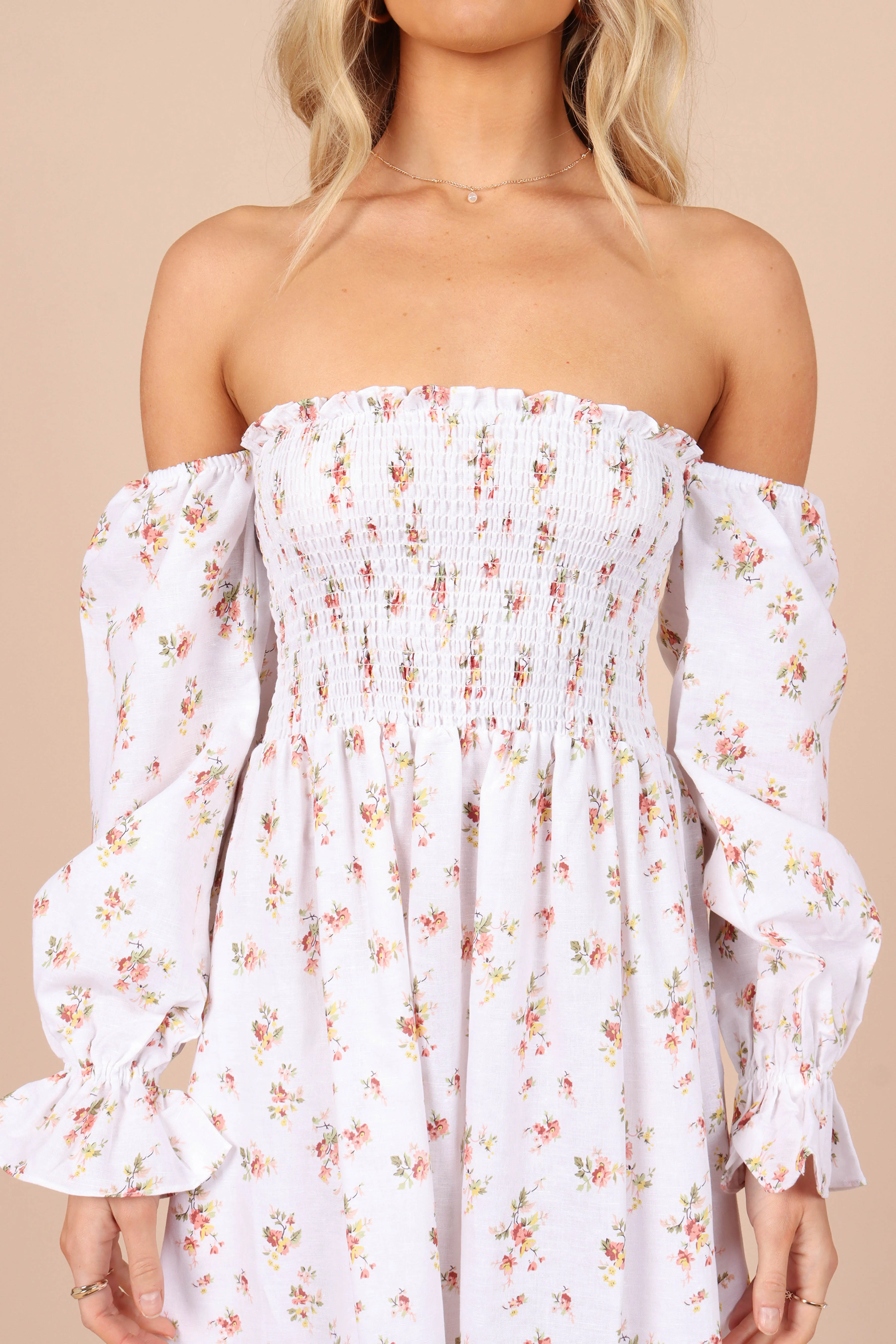 Domenica Shirred Long Sleeve Midi Dress - Ditsy Floral sold by Petal & Pup product image thumbnail 5