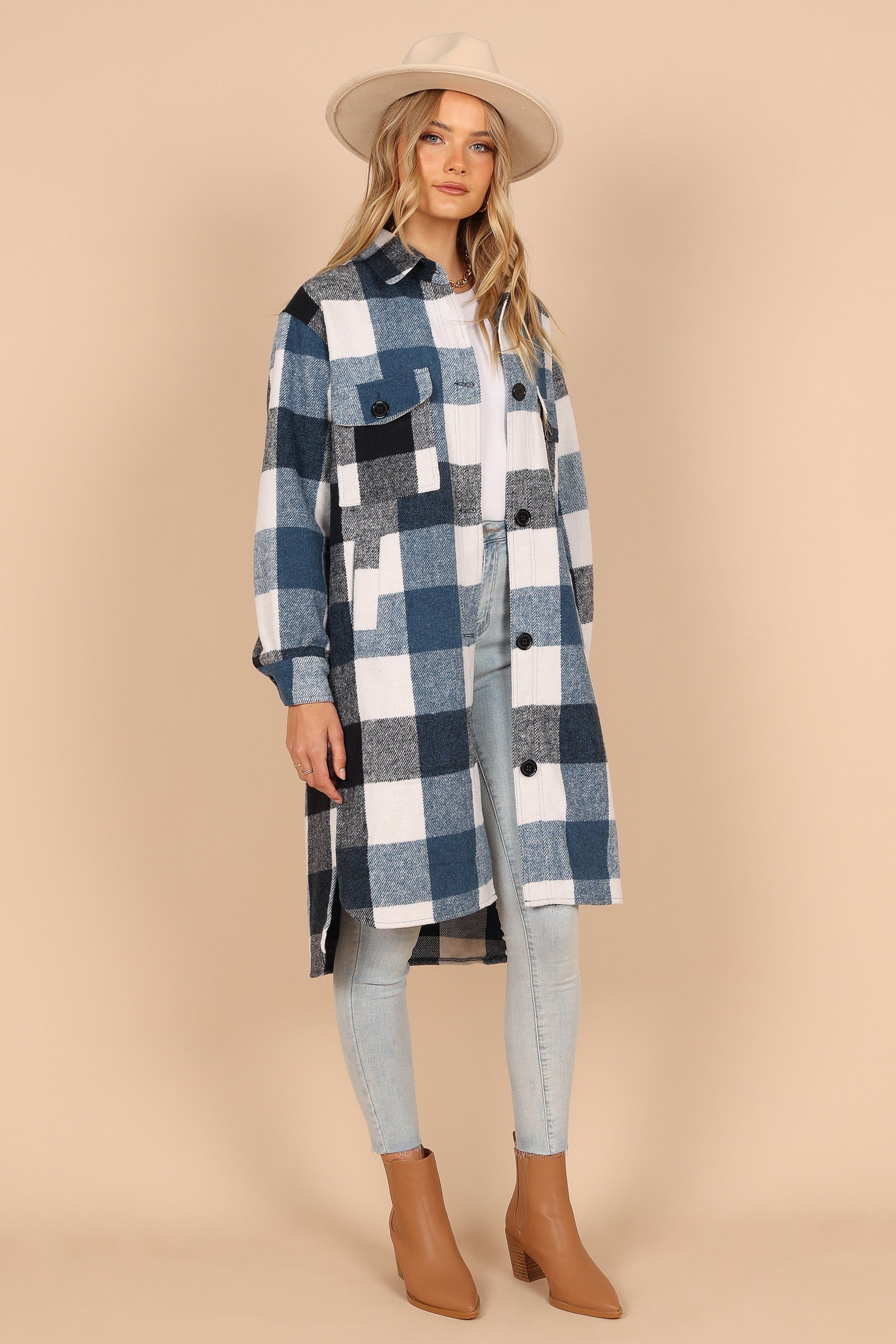 Shannon Large Plaid Shacket - Blue sold by Petal & Pup product image thumbnail 6