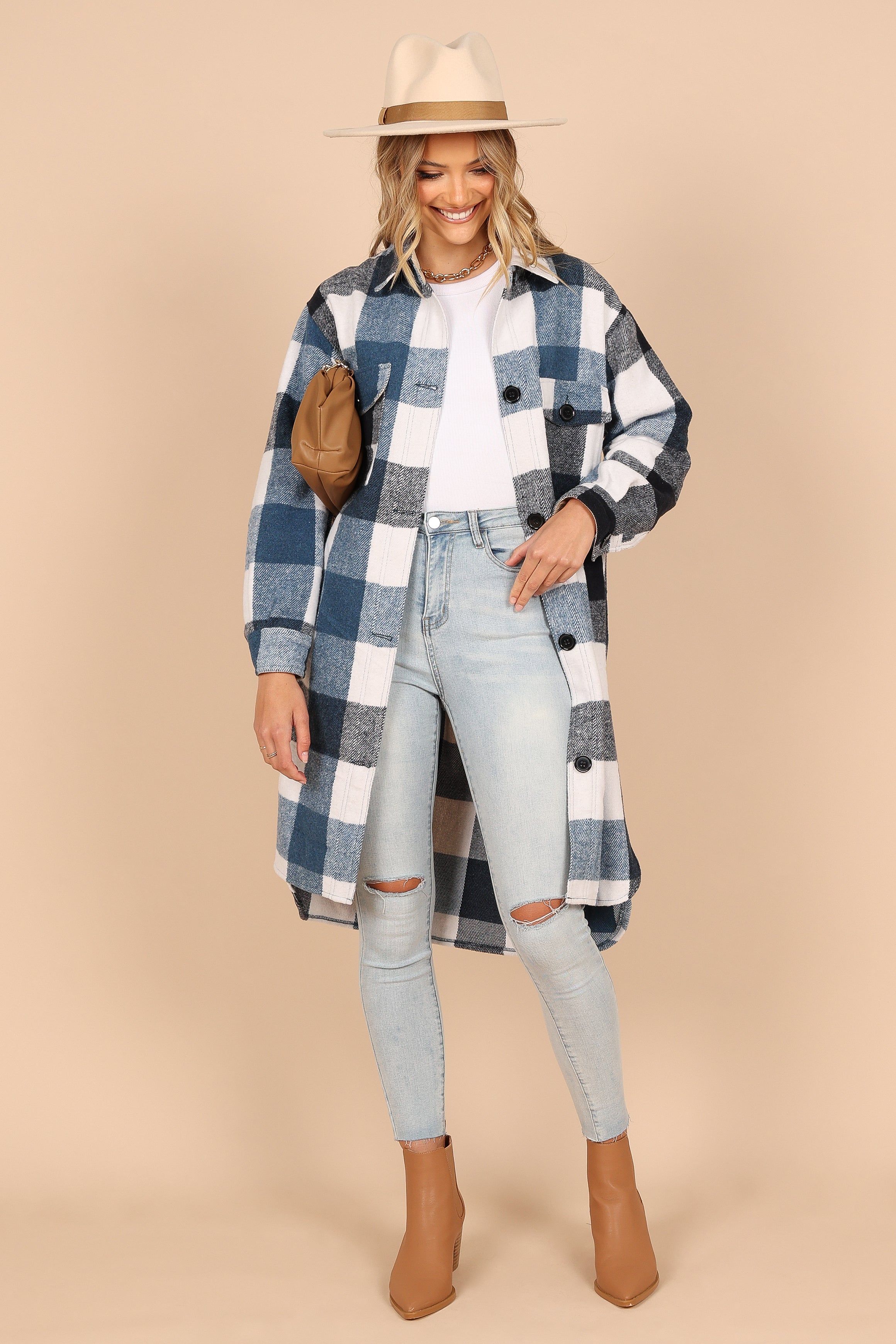 Shannon Large Plaid Shacket - Blue sold by Petal & Pup product image thumbnail 7