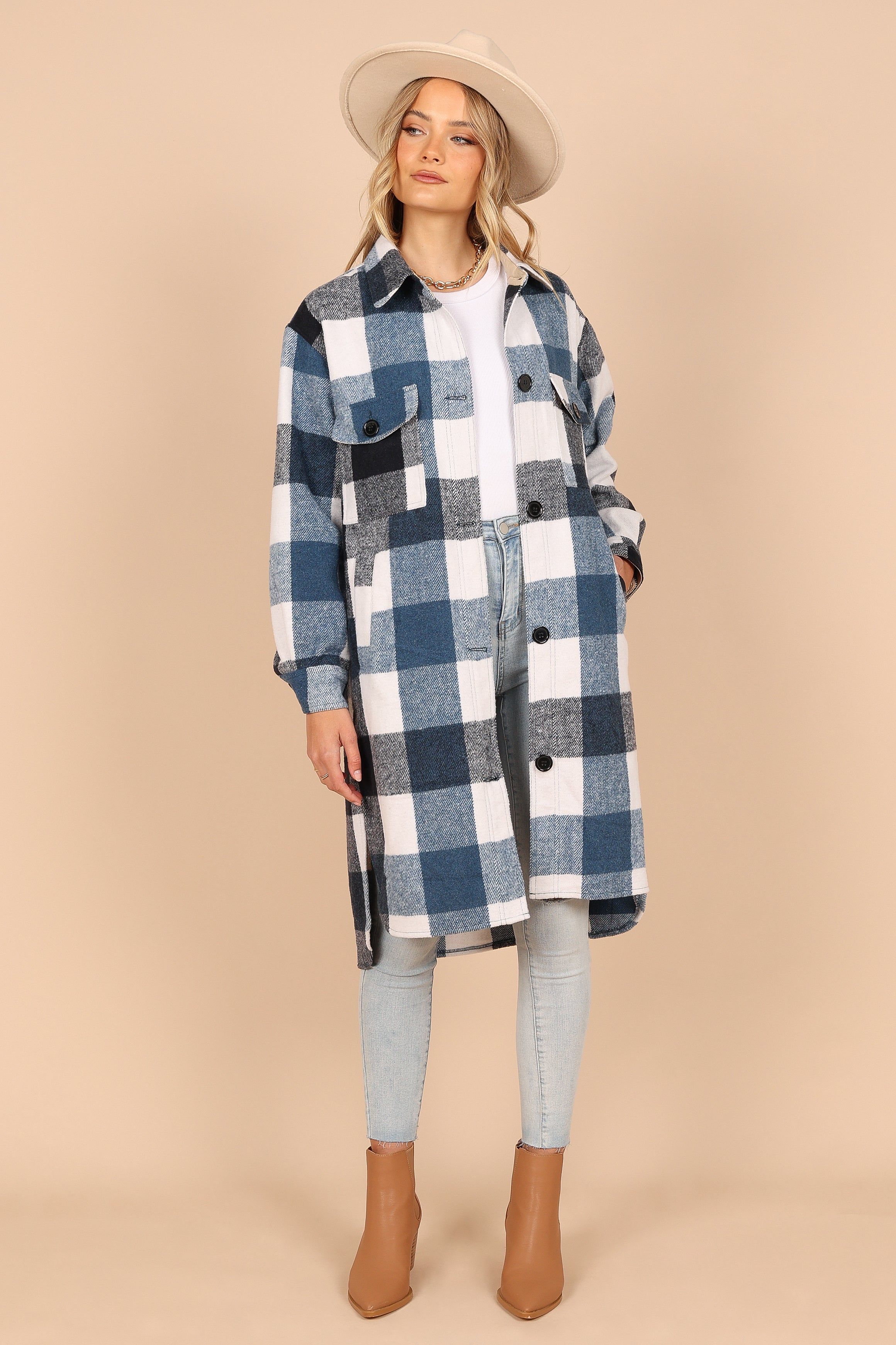 Shannon Large Plaid Shacket - Blue sold by Petal & Pup product image thumbnail 9