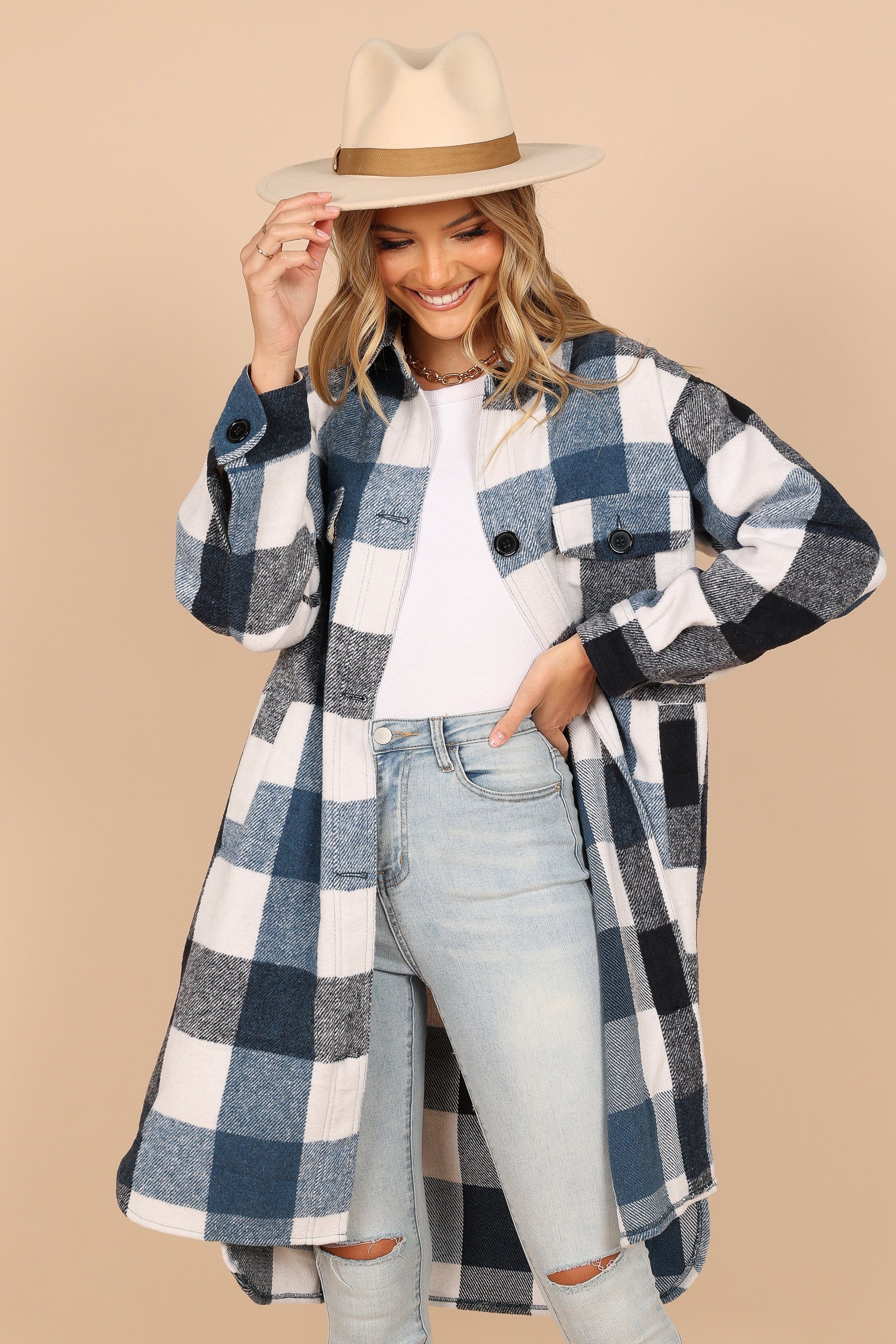 Shannon Large Plaid Shacket - Blue sold by Petal & Pup product image thumbnail 3