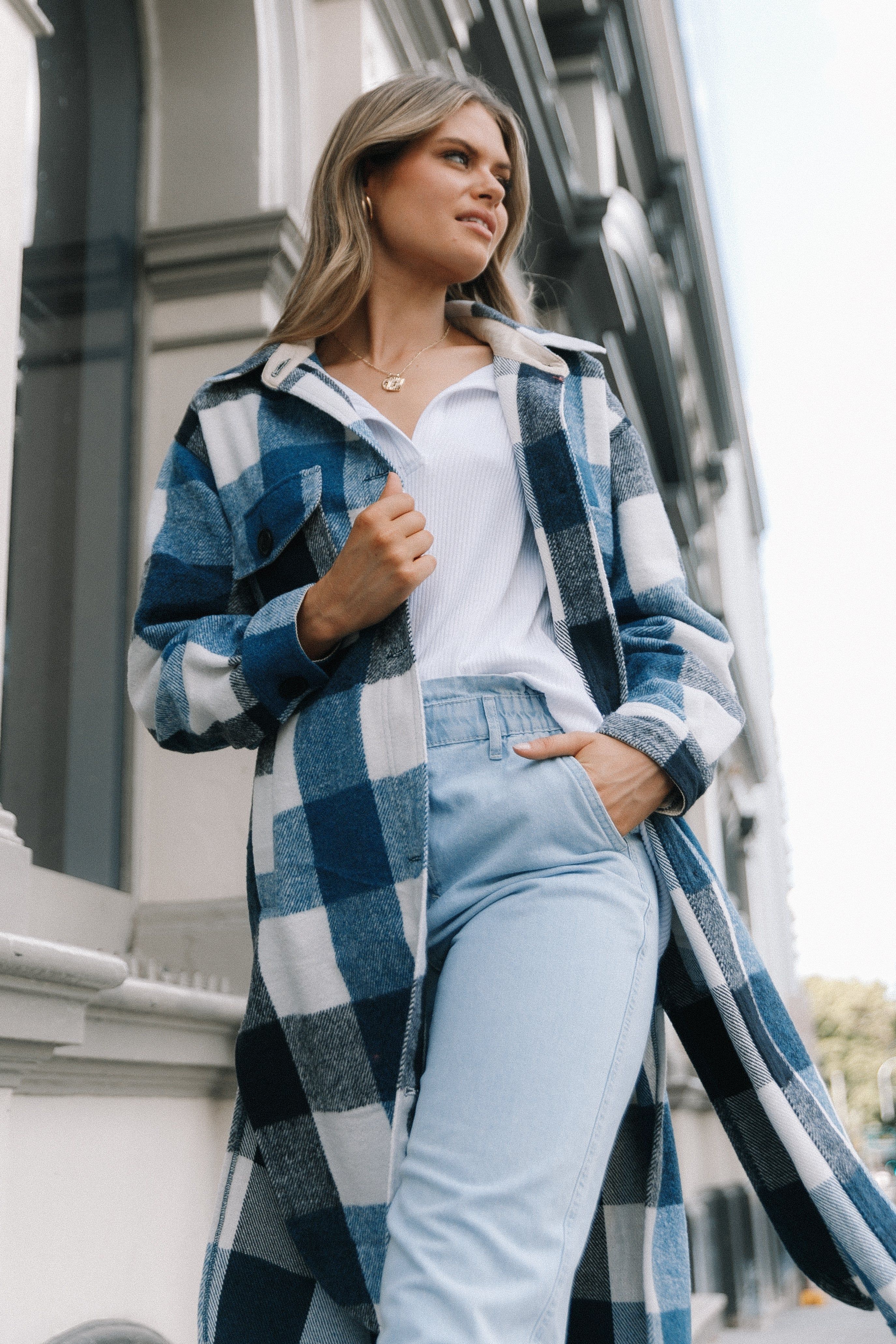 Shannon Large Plaid Shacket - Blue sold by Petal & Pup product image thumbnail 10