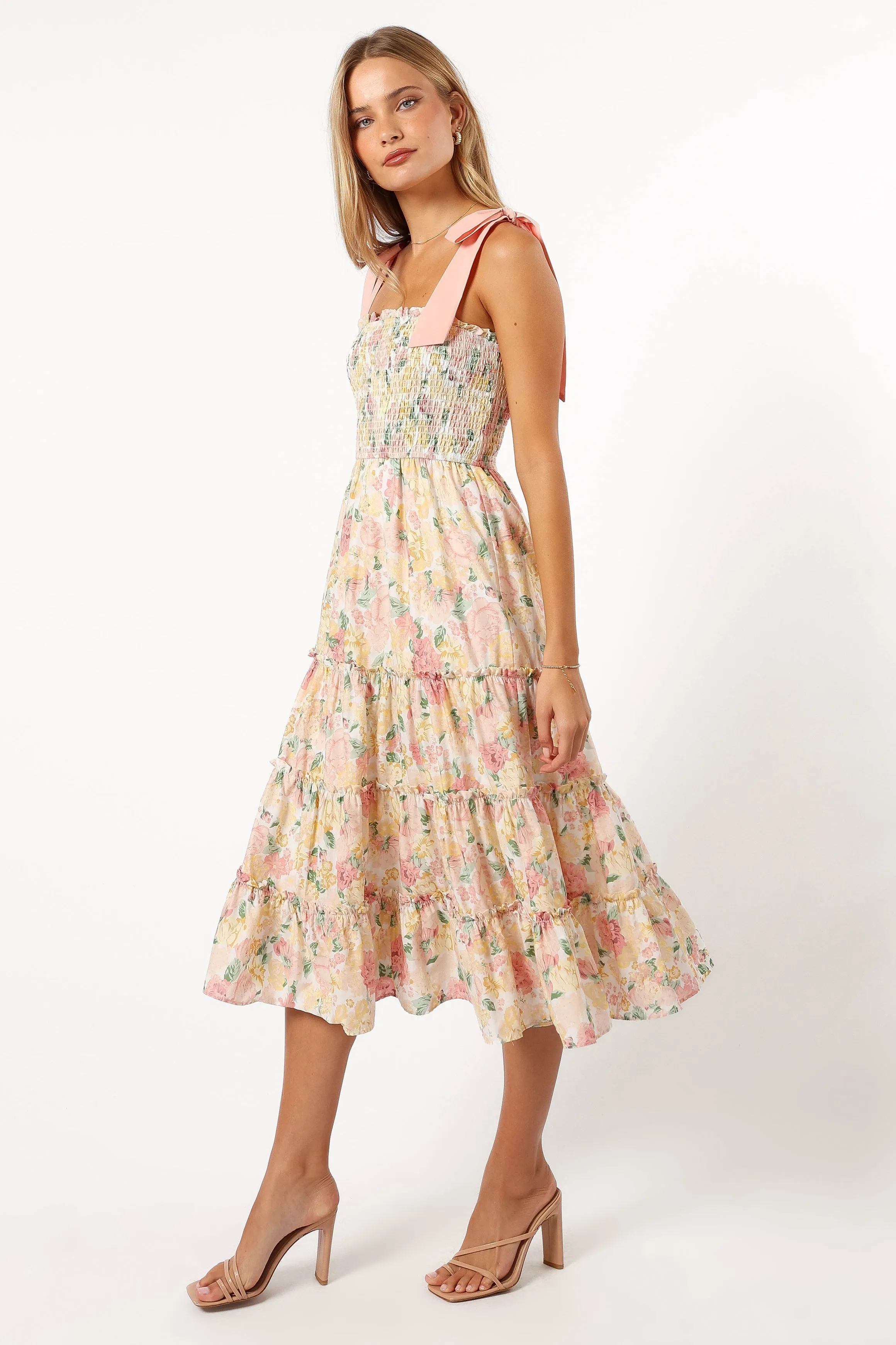 Bella Floral Ruffle Midi Dress - Pink/Yellow sold by Petal & Pup product image thumbnail 2