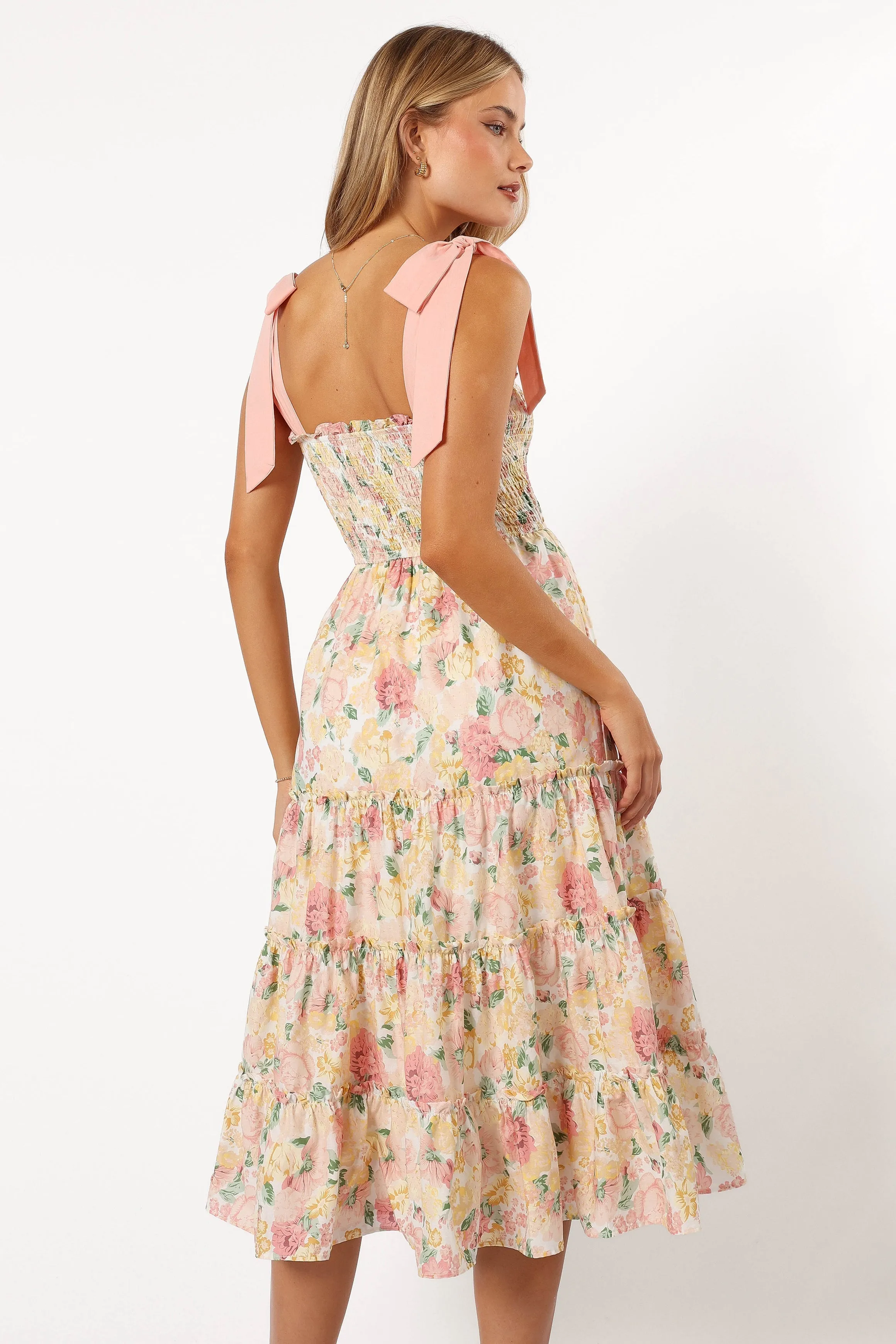 Bella Floral Ruffle Midi Dress - Pink/Yellow sold by Petal & Pup product image thumbnail 5