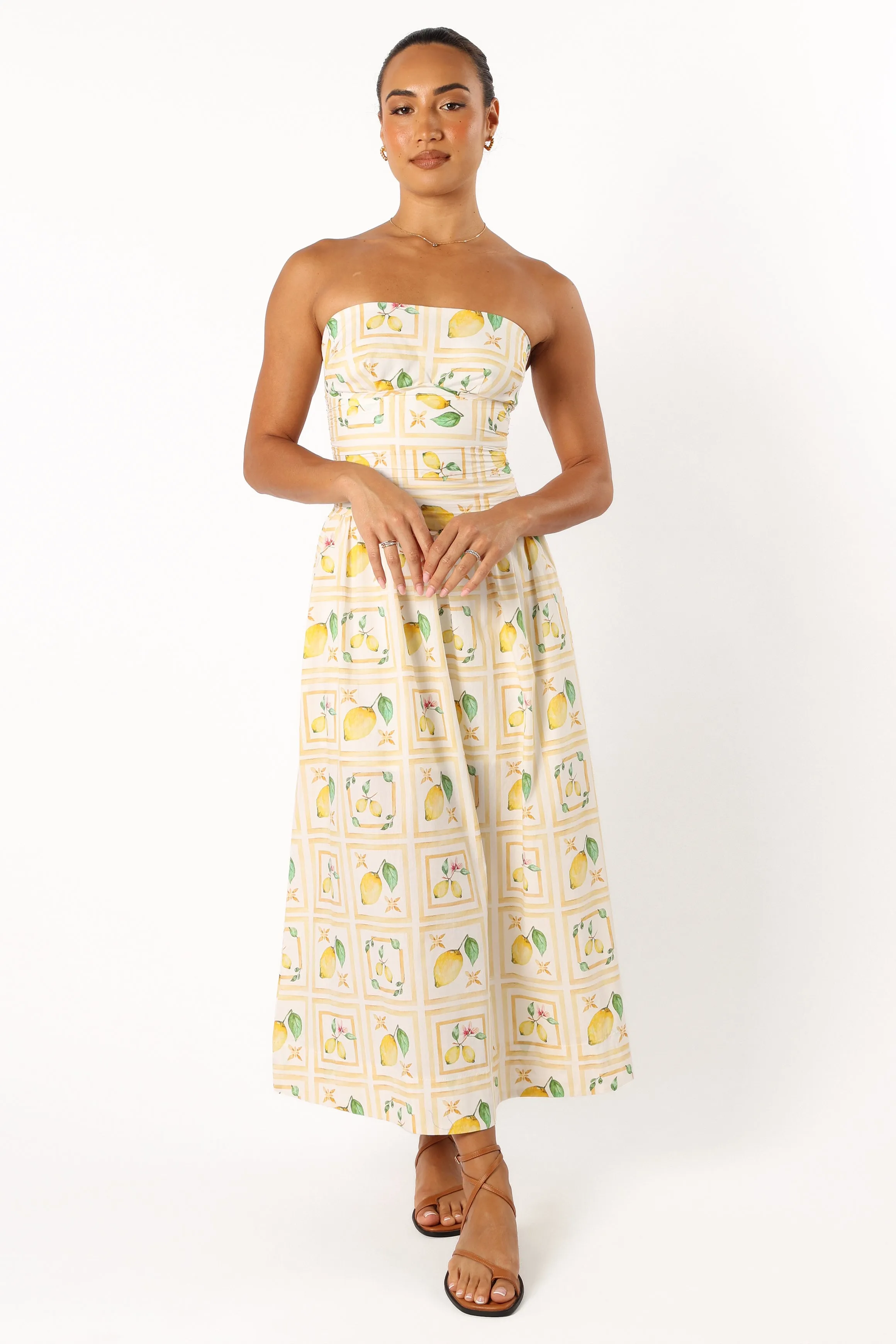 Cintrico Strapless Midi Dress - Lemon sold by Petal & Pup product image thumbnail 4