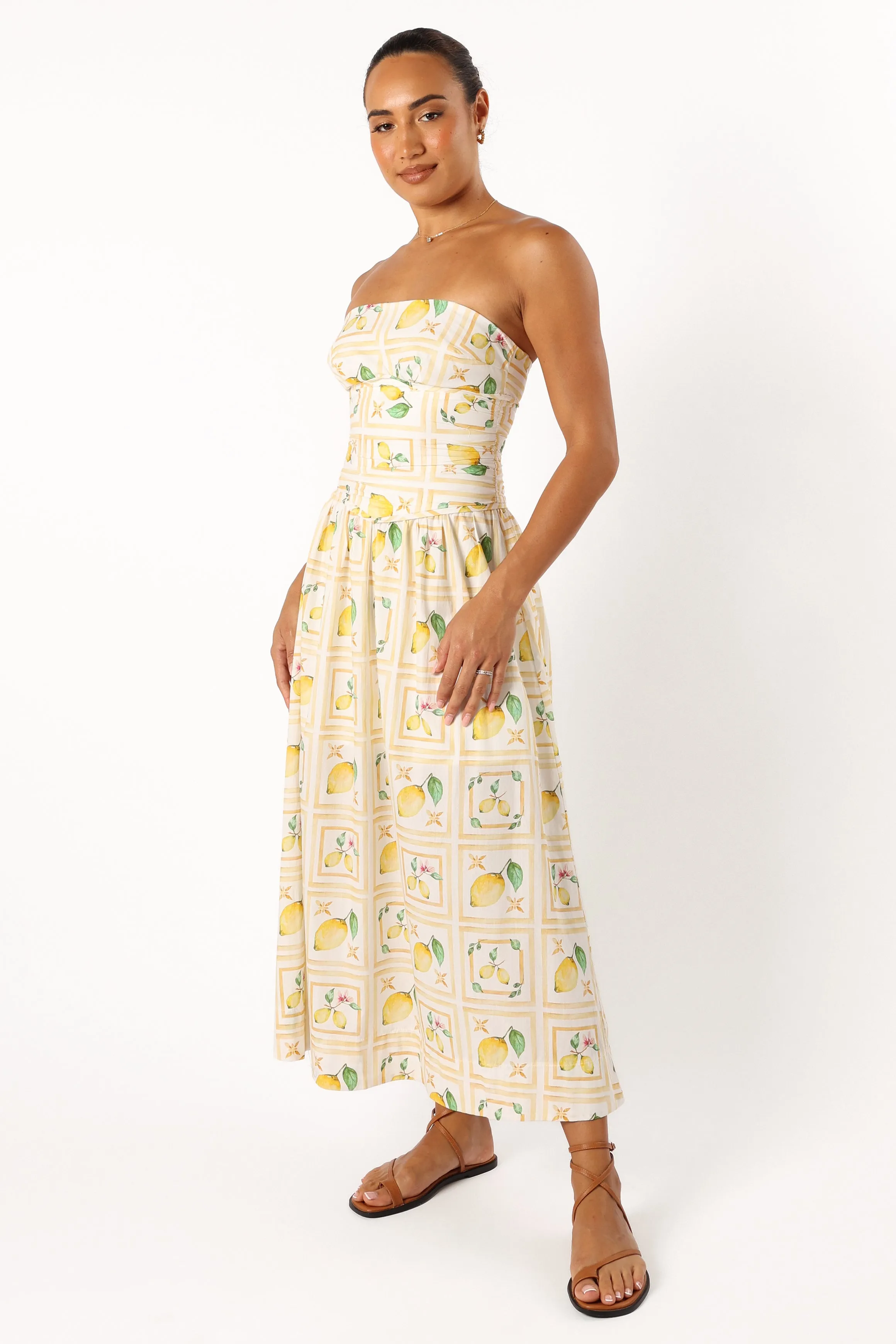 Cintrico Strapless Midi Dress - Lemon sold by Petal & Pup product image thumbnail 2