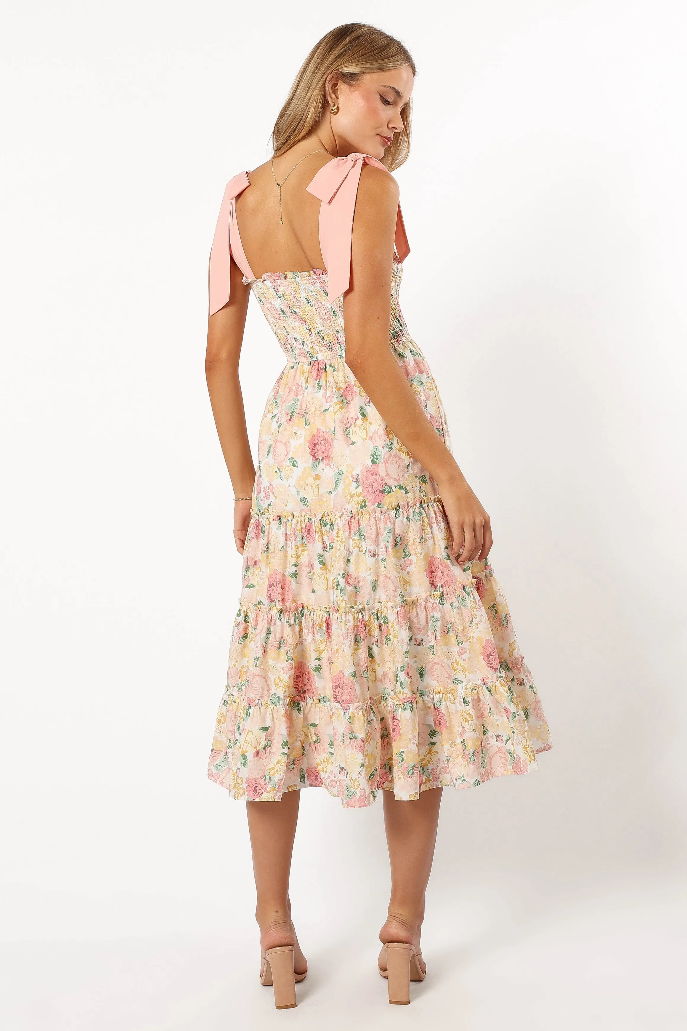 Bella Floral Ruffle Midi Dress - Pink/Yellow sold by Petal & Pup product image thumbnail 3